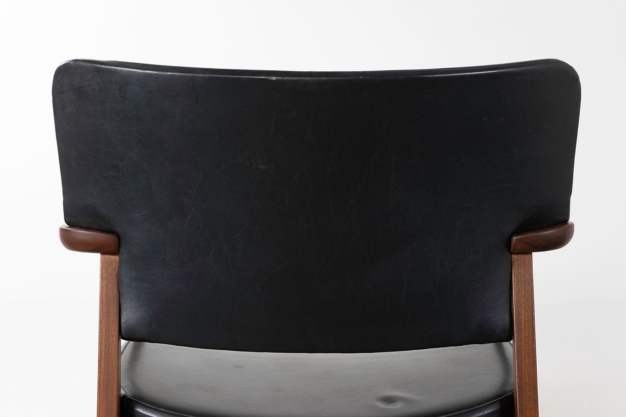 Danish Teak & Vinyl Arm Chair For Sale 7