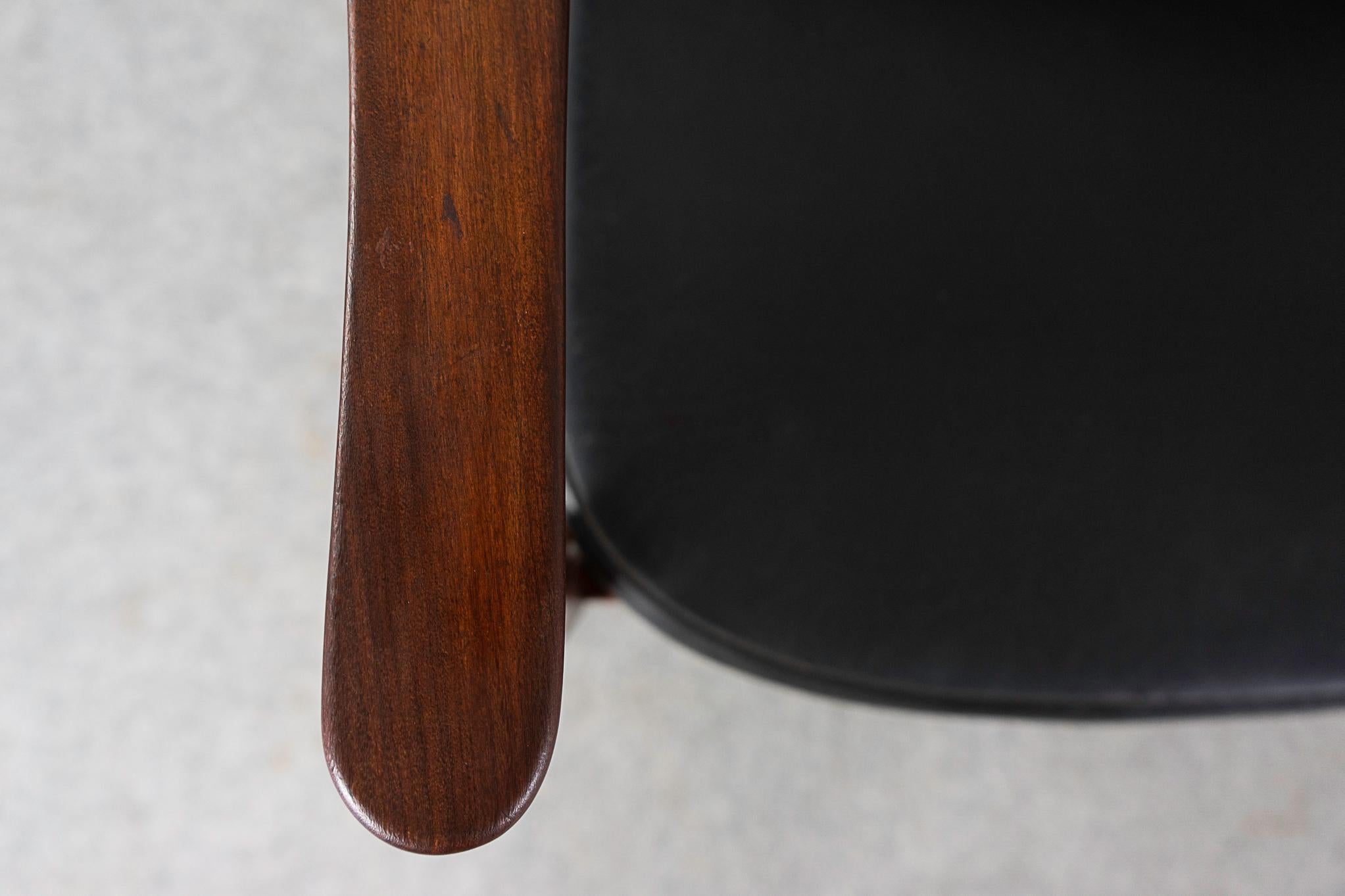Danish Teak & Vinyl Arm Chair For Sale 3