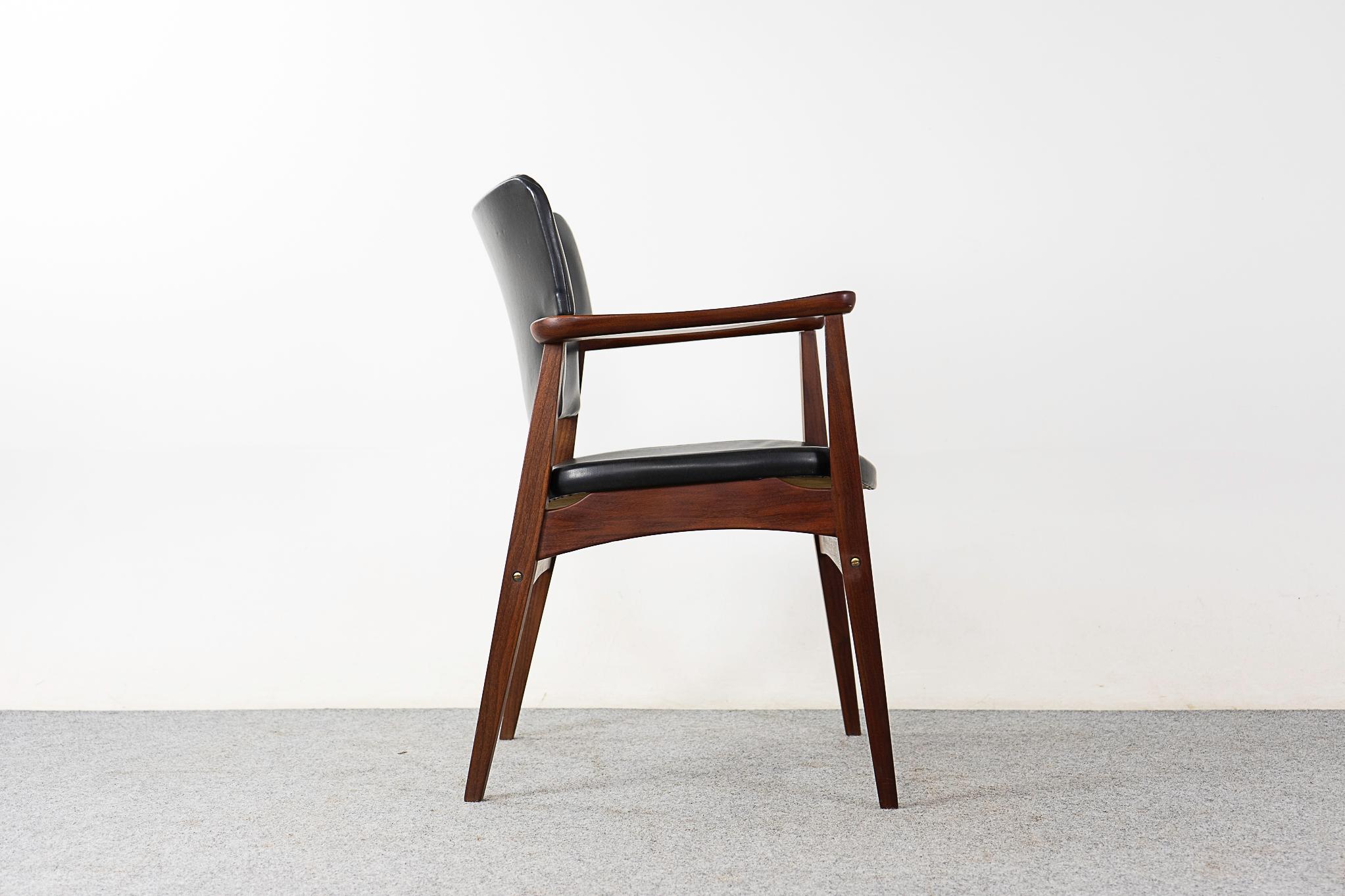 Danish Teak & Vinyl Arm Chair For Sale 4