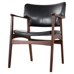 Danish Teak & Vinyl Arm Chair