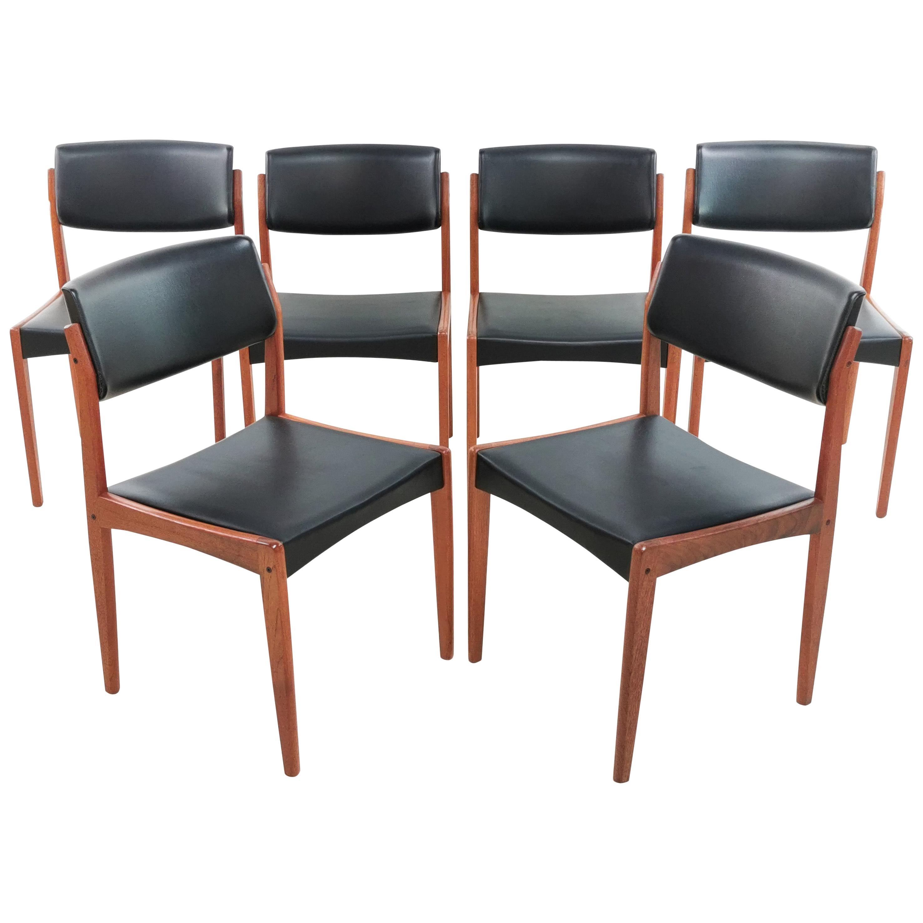 Danish Teak and Vinyl Midcentury Dining Chairs by Bramin