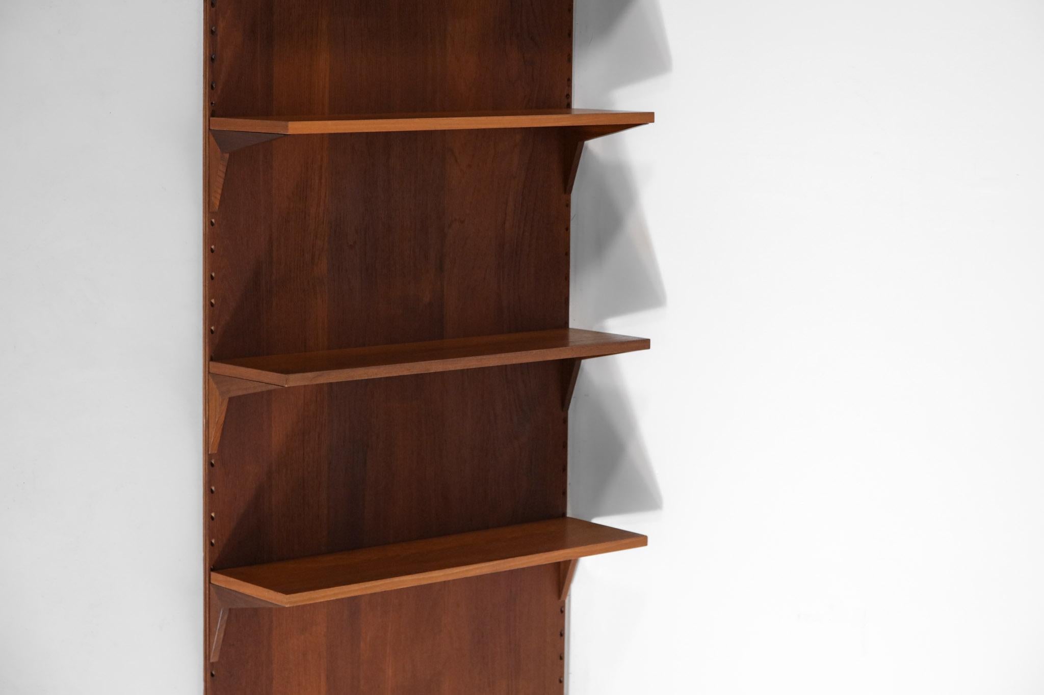 Mid-Century Modern Danish Teak Wall Bookcase by Poul Cadovius 1 Side 1960s