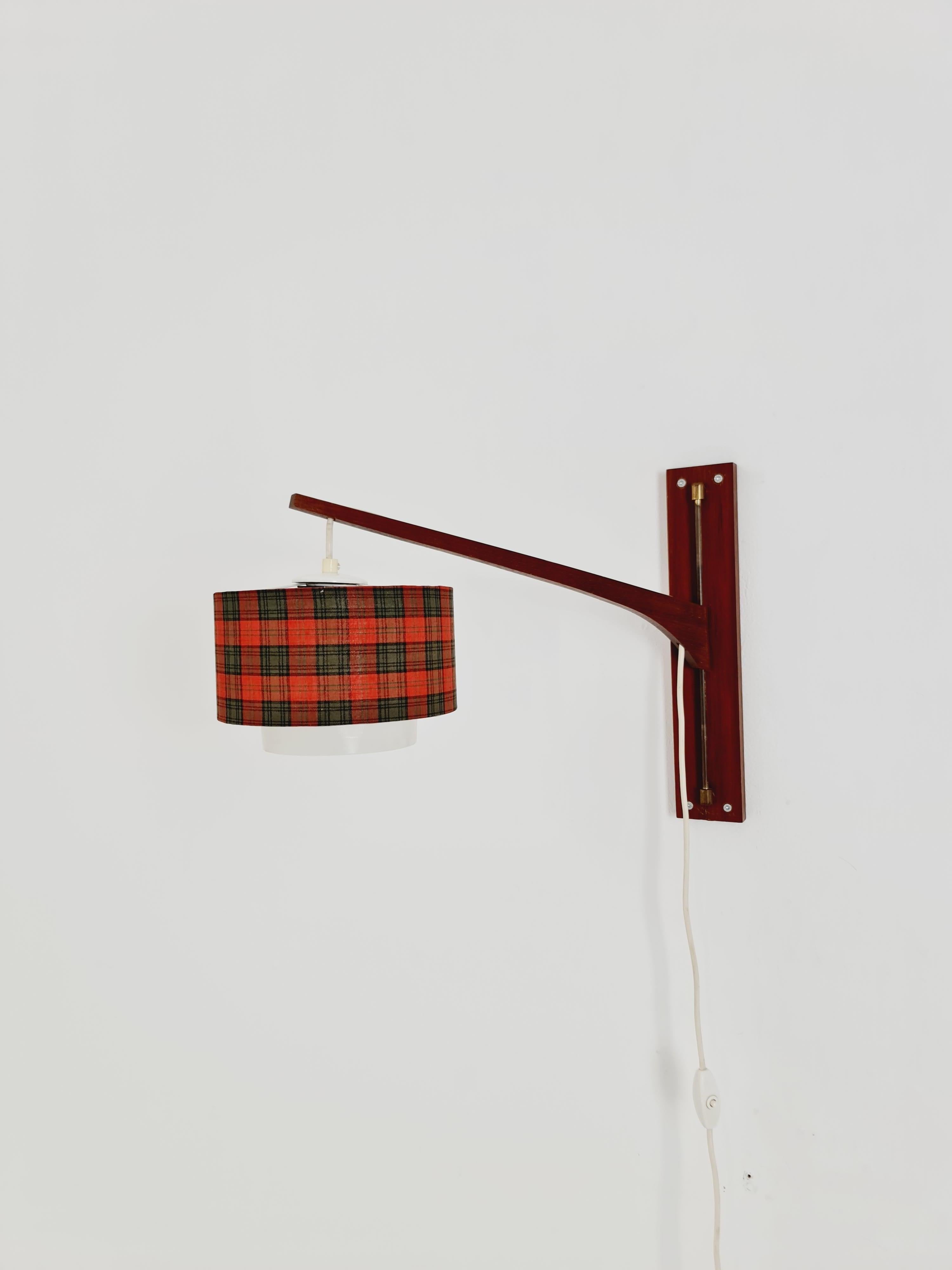 Danish Teak wall Lamp with nice Shade 1960s For Sale 2