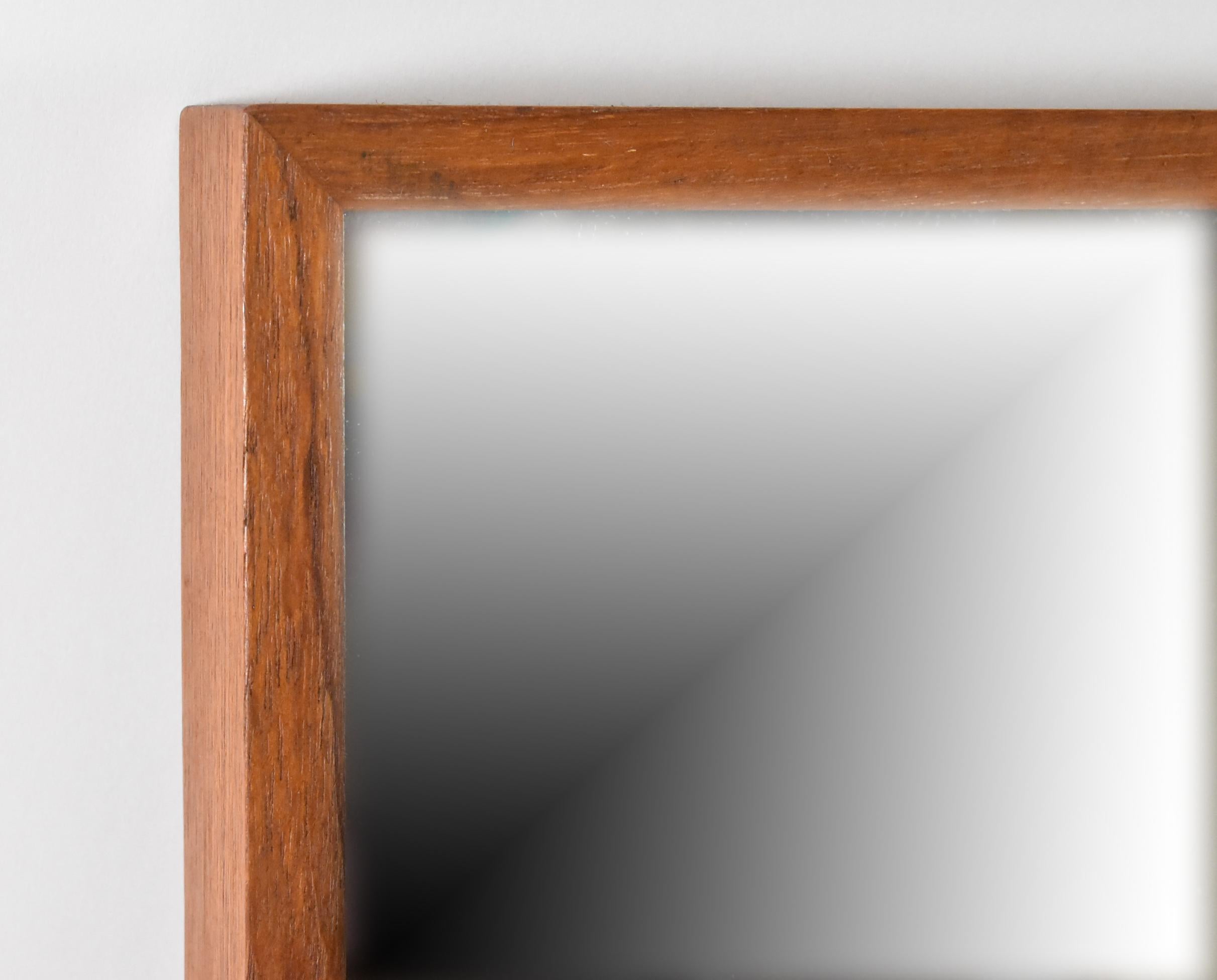 Danish Teak Wall Mirror. Circa 1960s. Teak frame wall mirror deep set 1.25