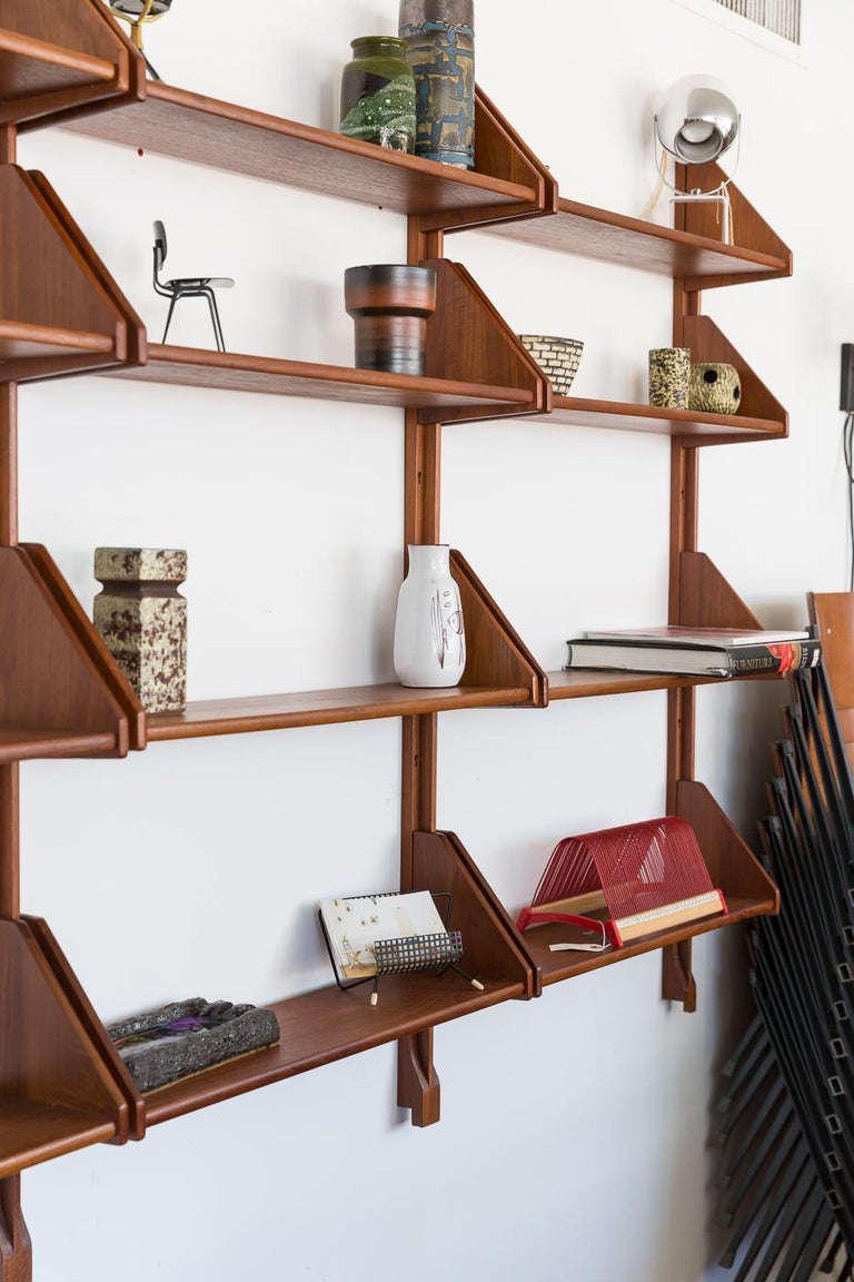 Danish Teak Wall Mount Shelving Unit at 1stDibs