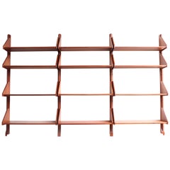 Vintage Danish Teak Wall Mount Shelving Unit