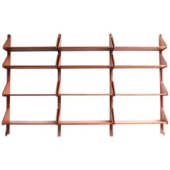 Danish Teak Wall Mount Shelving Unit