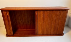 Teak Wall Mounted Storage Cabinet with Tambour Doors