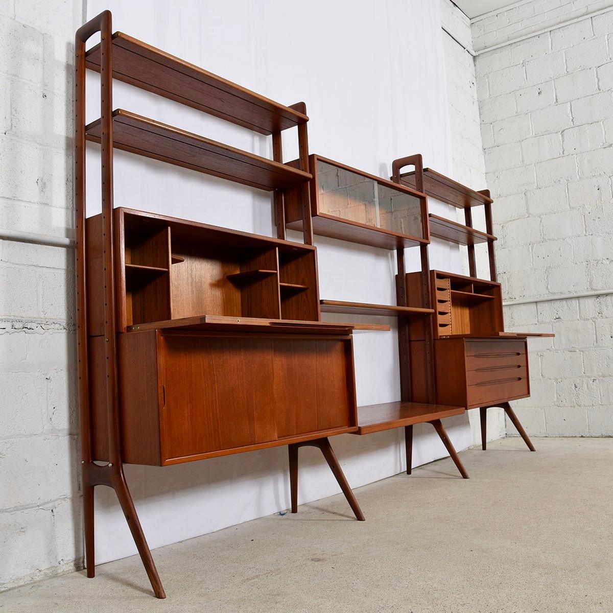 Mid-Century Modern Danish Teak Wall Unit Modular Room Divider by Kurt Ostervig For Sale