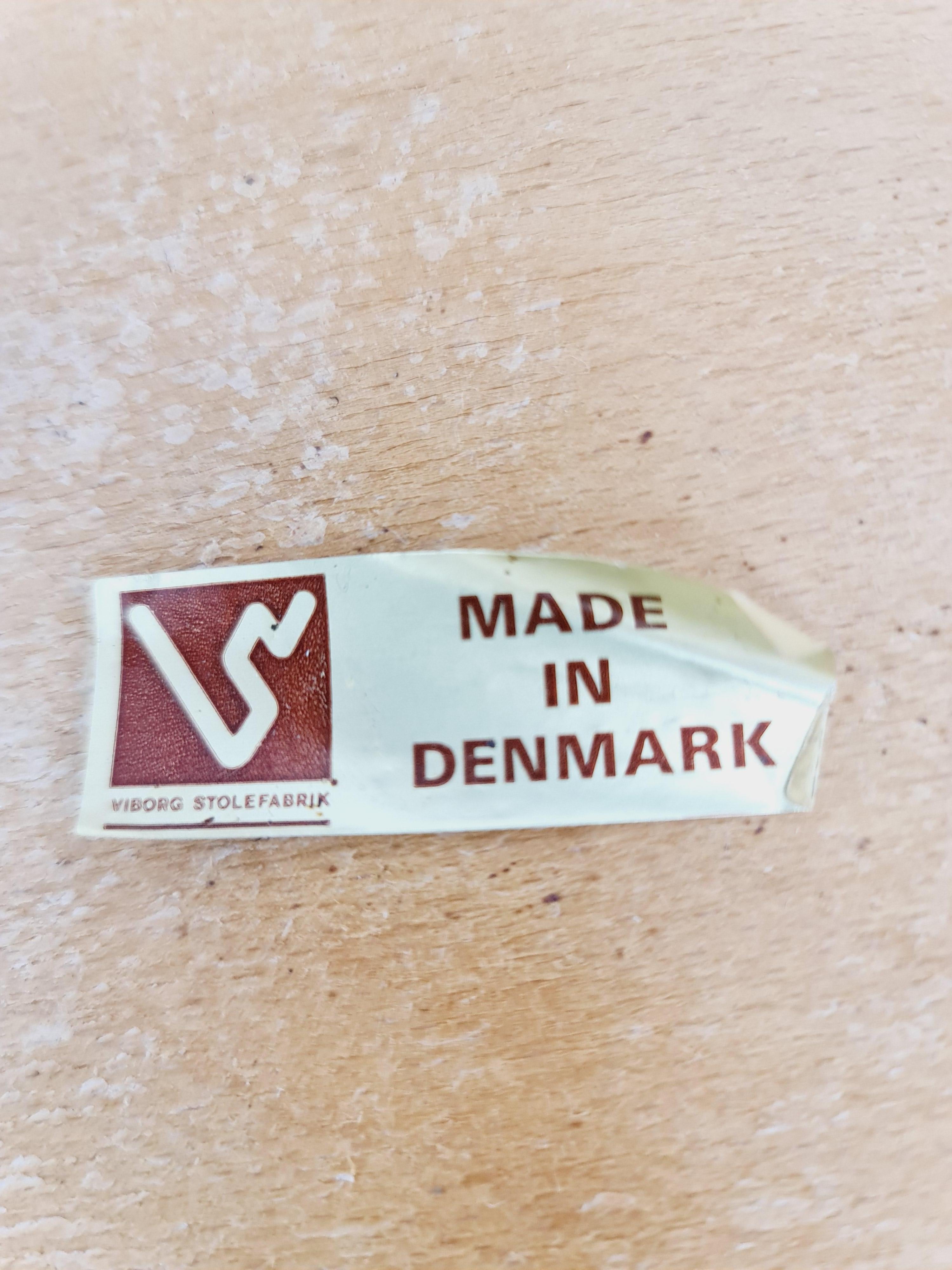 Sedie da pranzo danesi in teak con seduta in pelle di Viborg stolfabrik, set da 6 in vendita 9