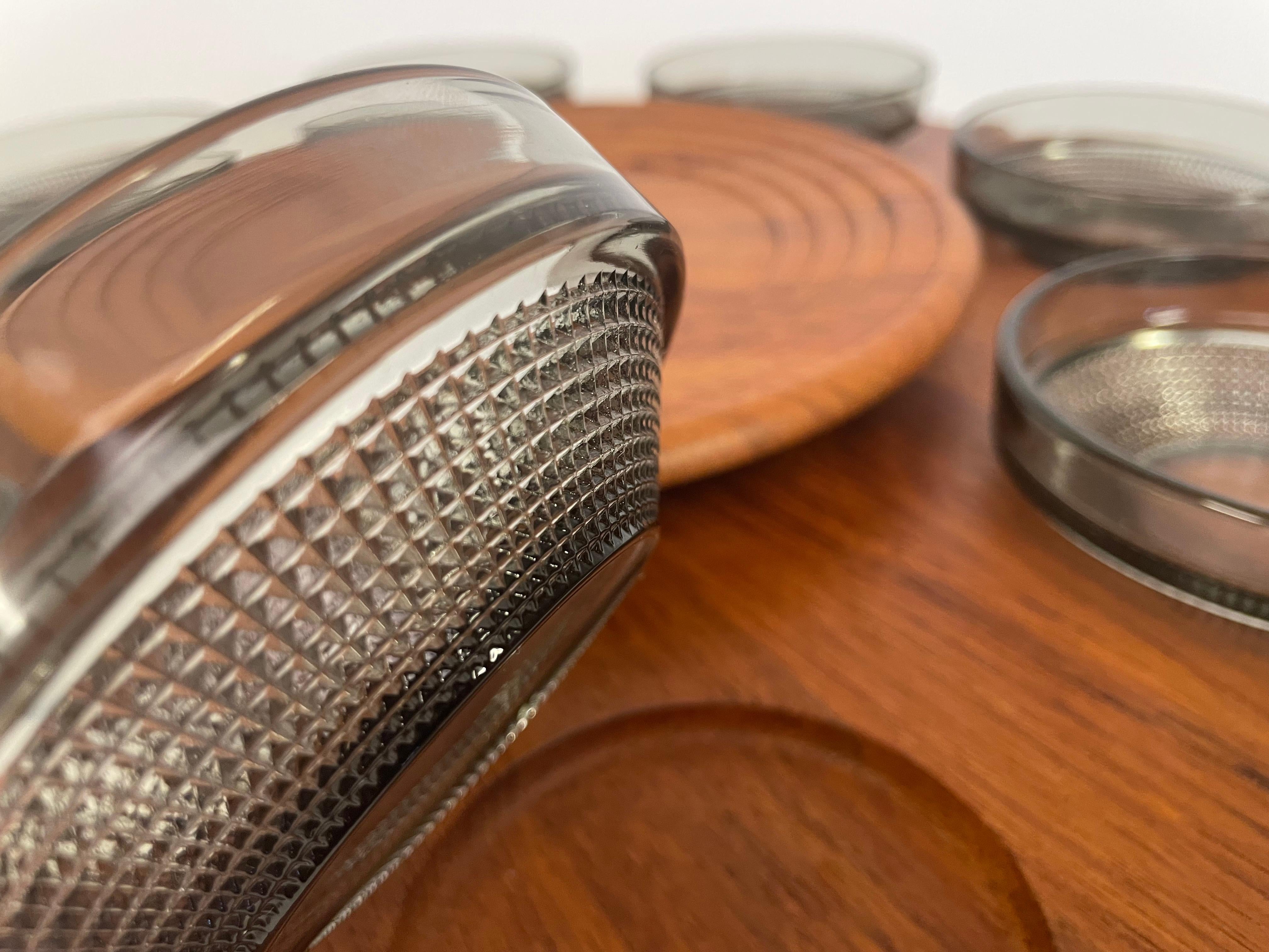 Glass Danish Retro Teakwood 8-bowls “Lazy Susan” from 1964 by Digsmed For Sale