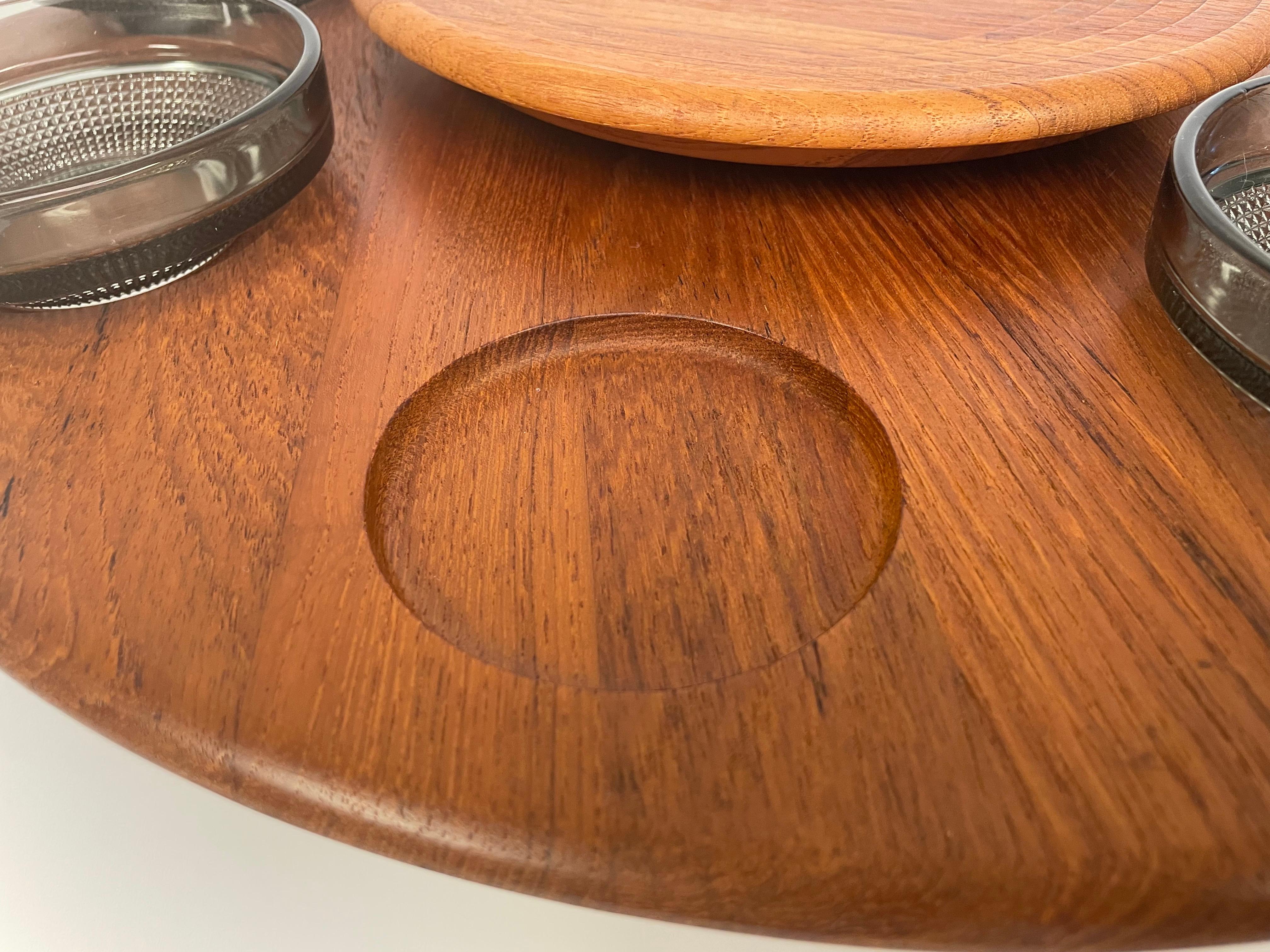 Danish Retro Teakwood 8-bowls “Lazy Susan” from 1964 by Digsmed For Sale 3