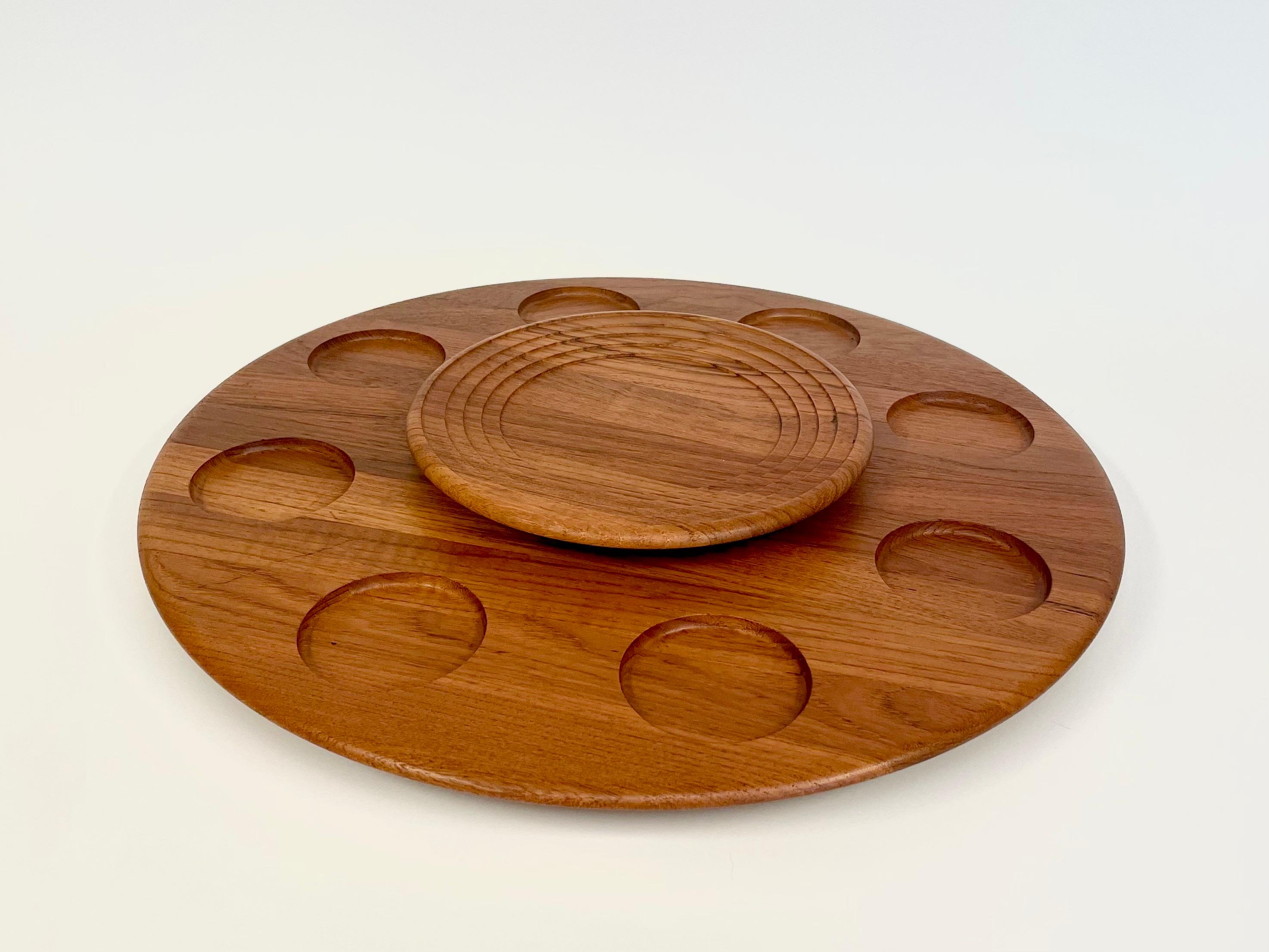 Danish Retro Teakwood 8-bowls “Lazy Susan” from 1964 by Digsmed In Good Condition For Sale In Örebro, SE