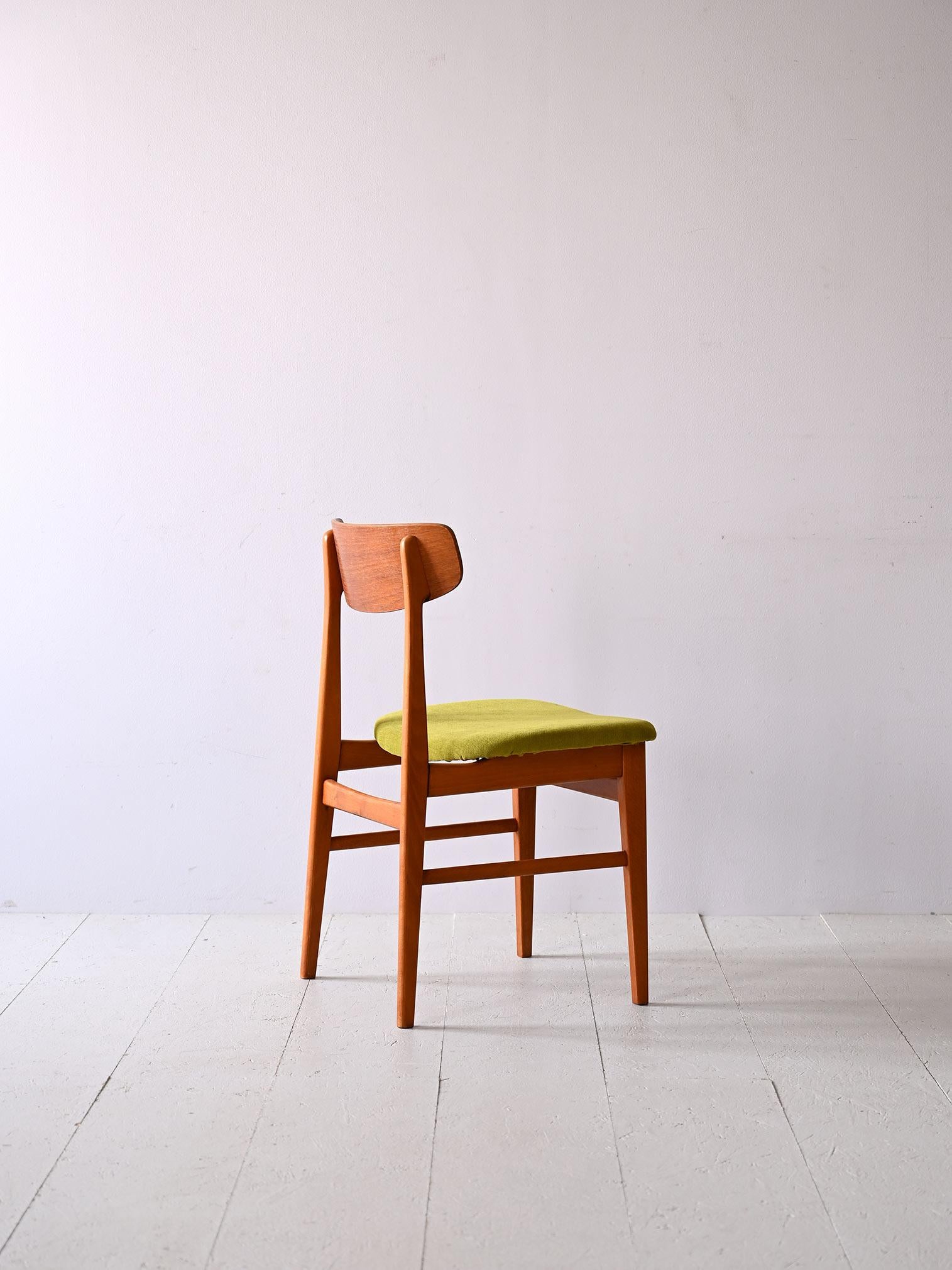 Scandinavian Modern Danish teak wood chair reupholstered For Sale