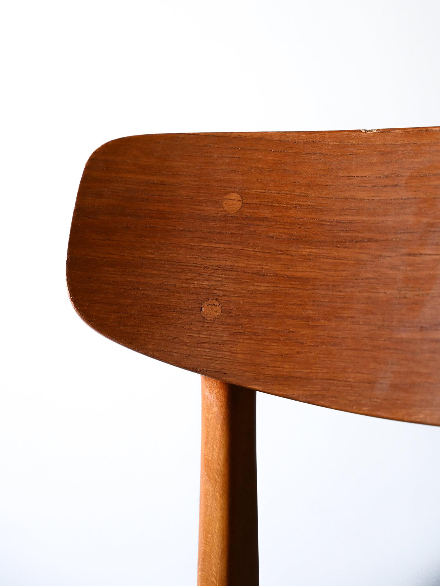 Fabric Danish teak wood chair reupholstered For Sale
