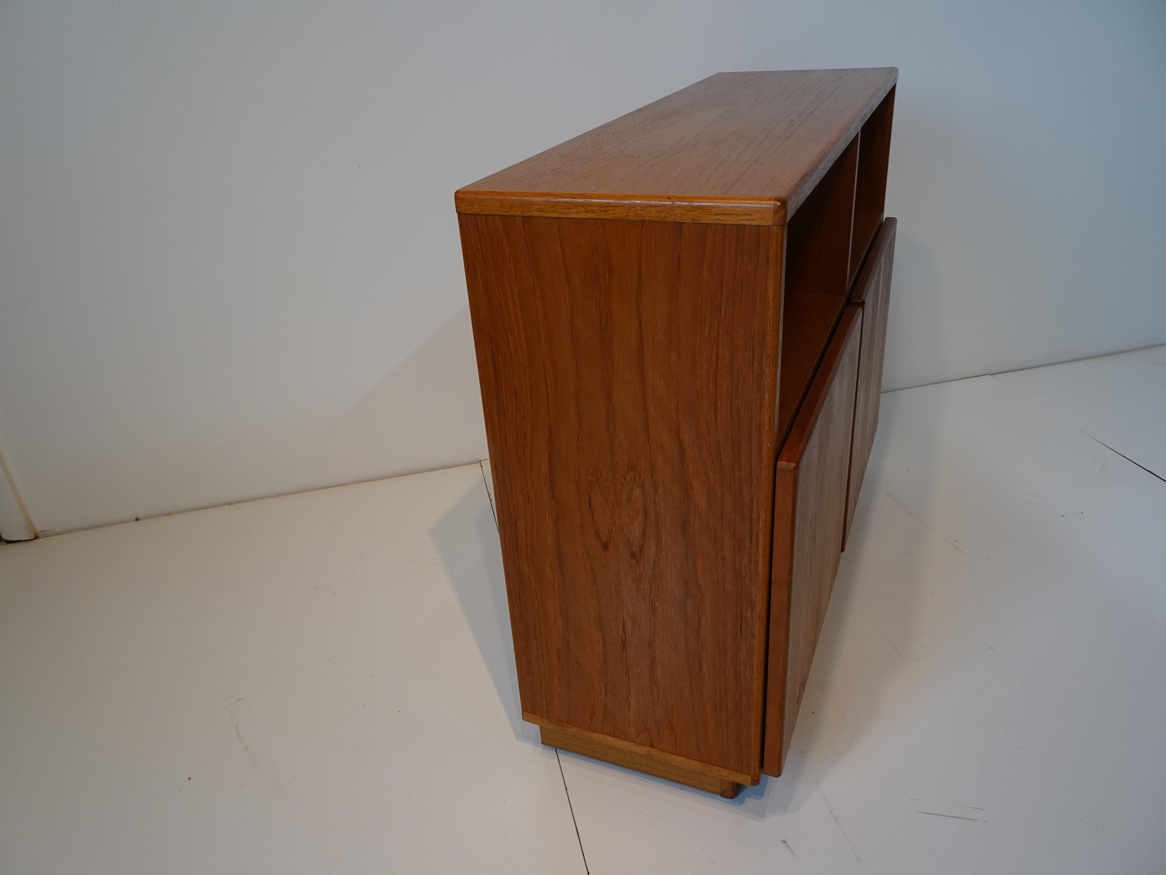 Danish Teak Wood Slim Storage Cabinet 1