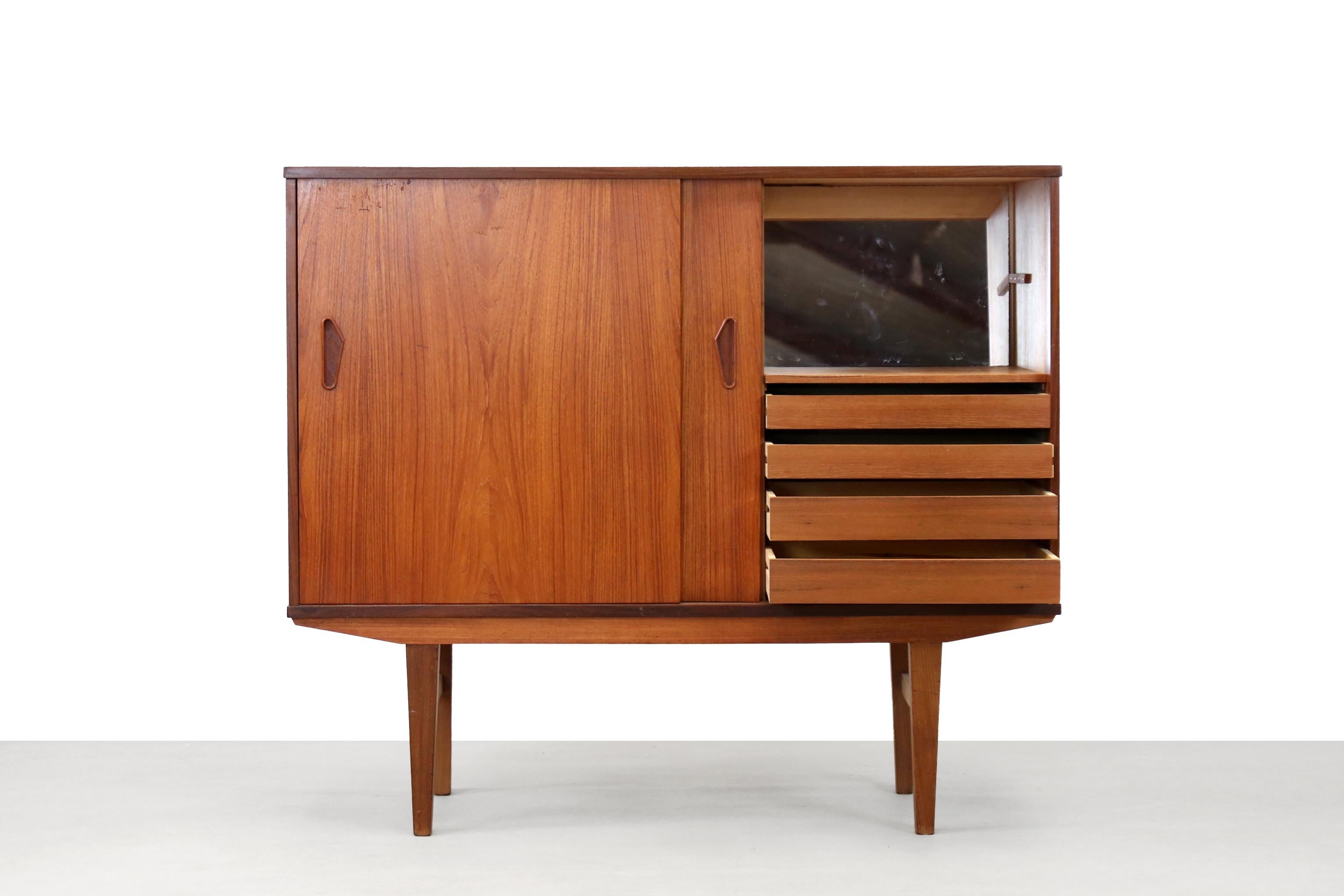 Scandinavian Modern Danish Teak Wooden Highboard