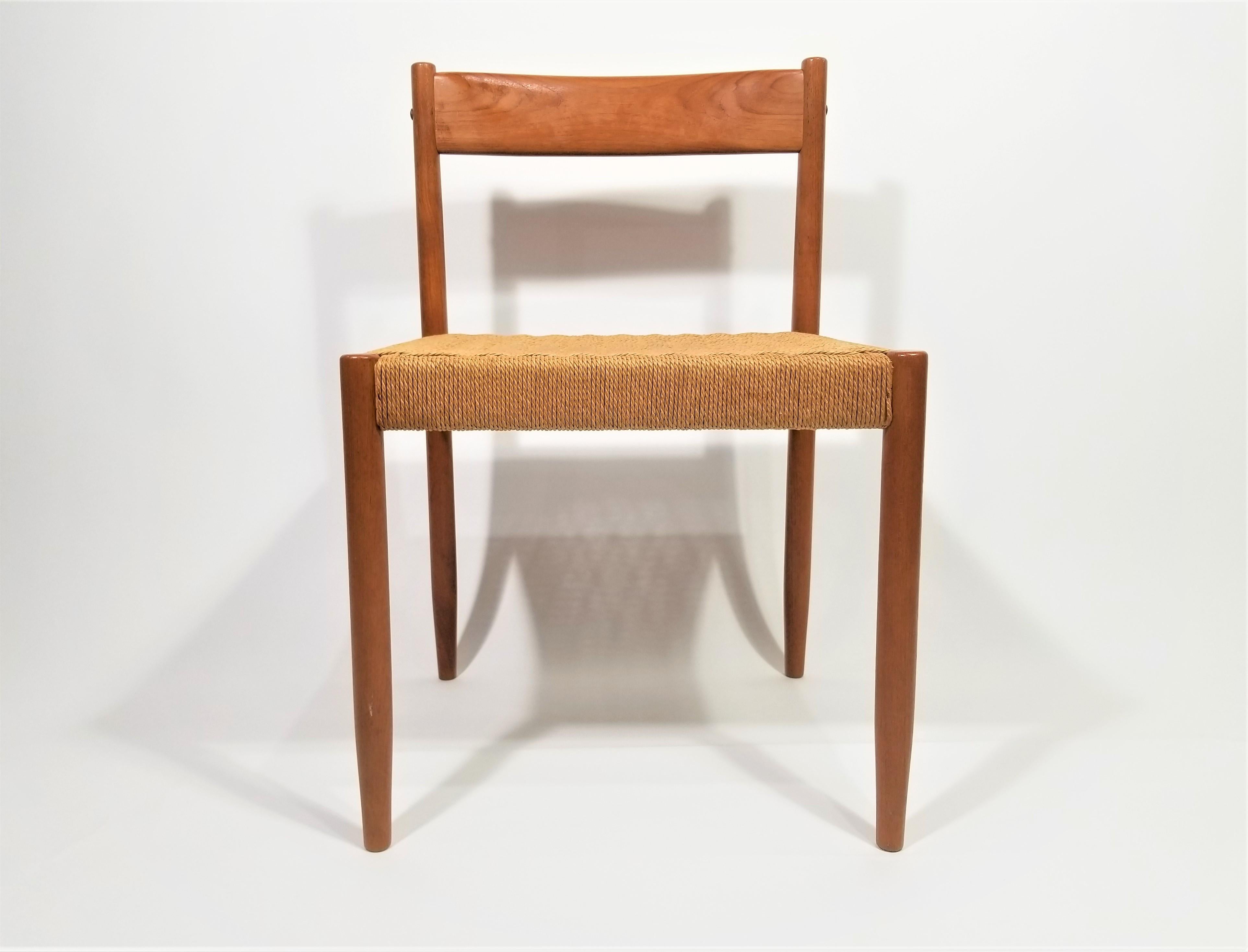 Scandinavian Modern Poul Volther for Frem Rojle Danish Teak Woven Chair Midcentury 1960s  For Sale
