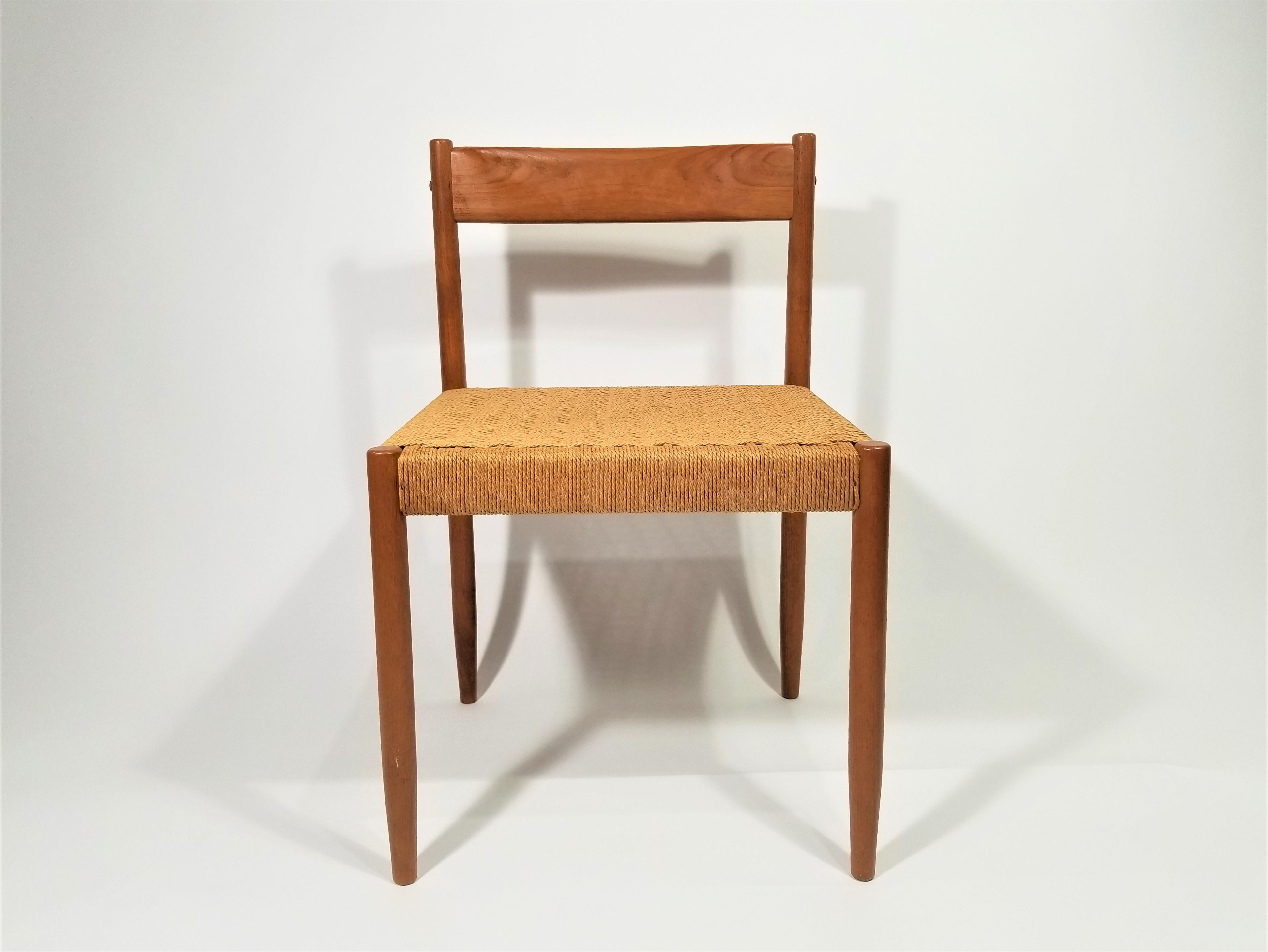 Poul Volther for Frem Rojle Danish Teak Woven Chair Midcentury 1960s  In Excellent Condition For Sale In New York, NY
