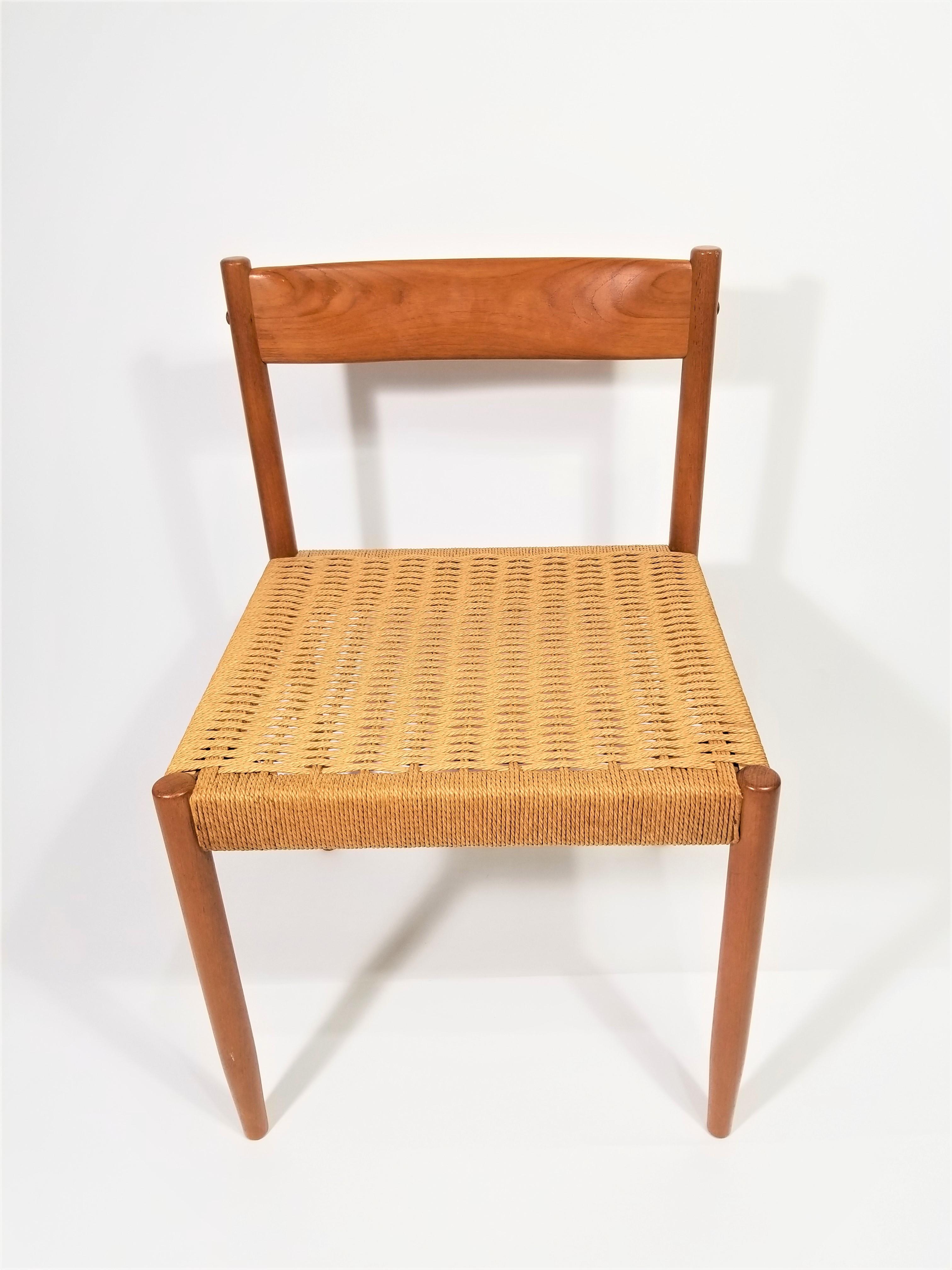 20th Century Poul Volther for Frem Rojle Danish Teak Woven Chair Midcentury 1960s  For Sale