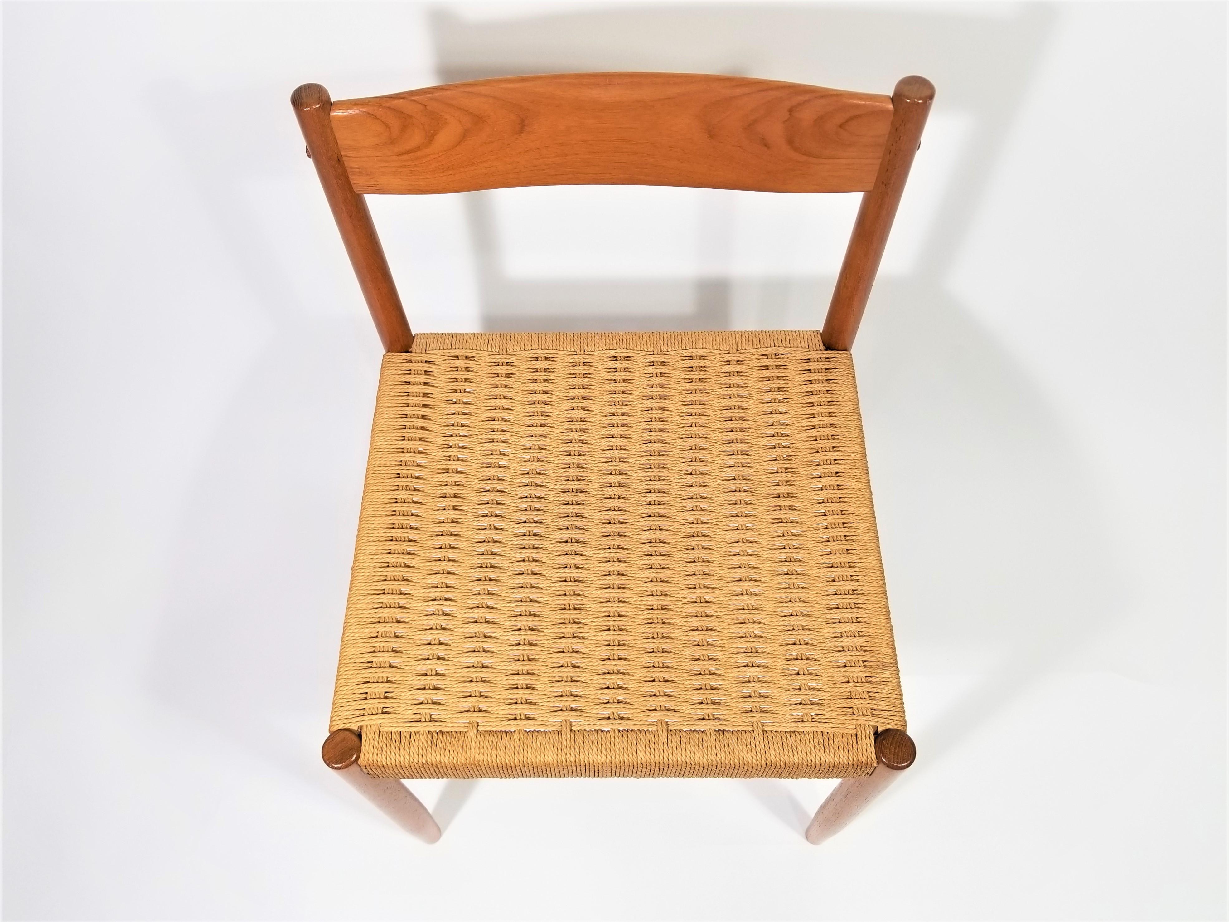 Rope Poul Volther for Frem Rojle Danish Teak Woven Chair Midcentury 1960s  For Sale