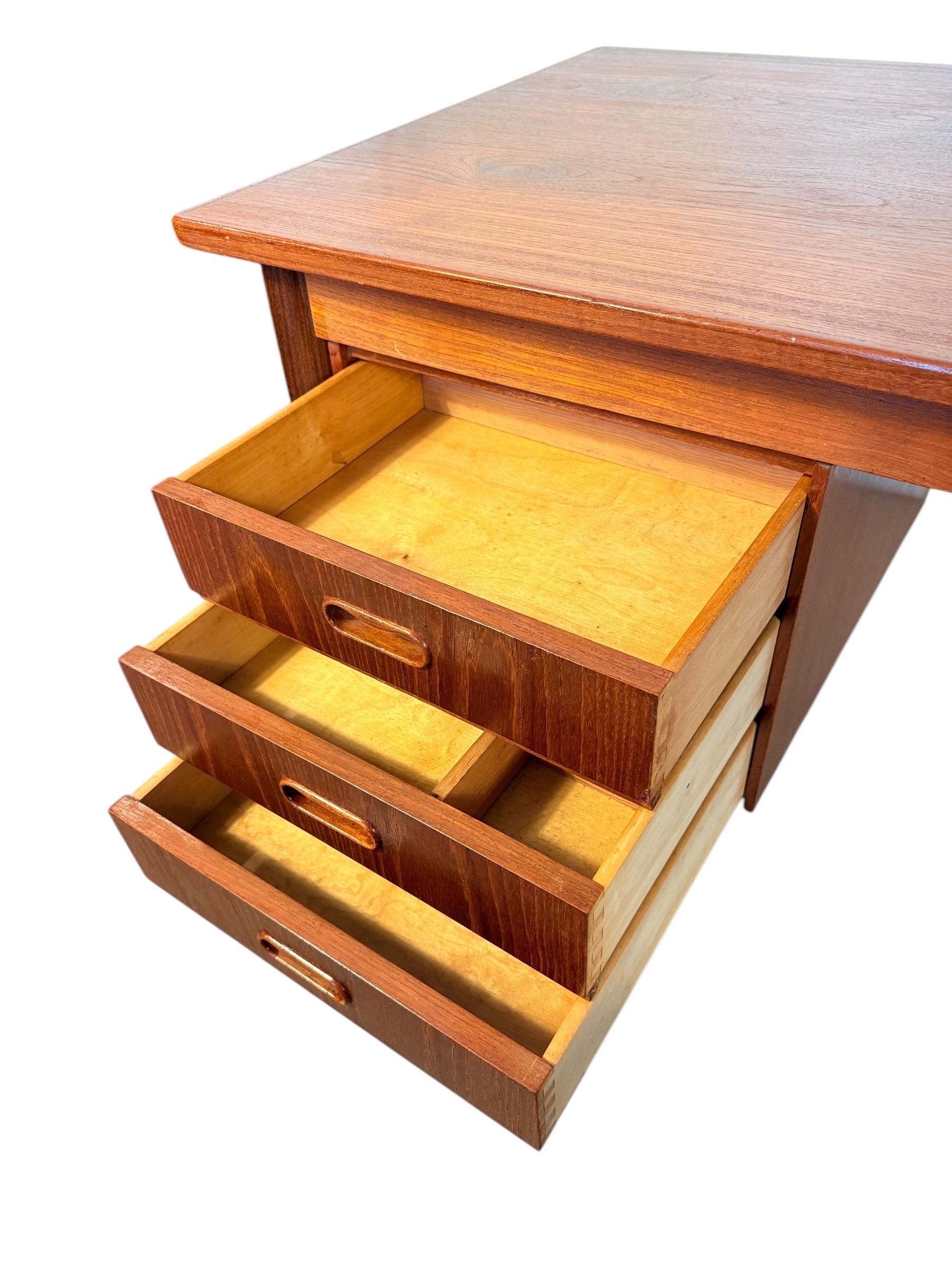 Danish Teak Writing Desk by Arne Vodder with Sliding Drawers 1