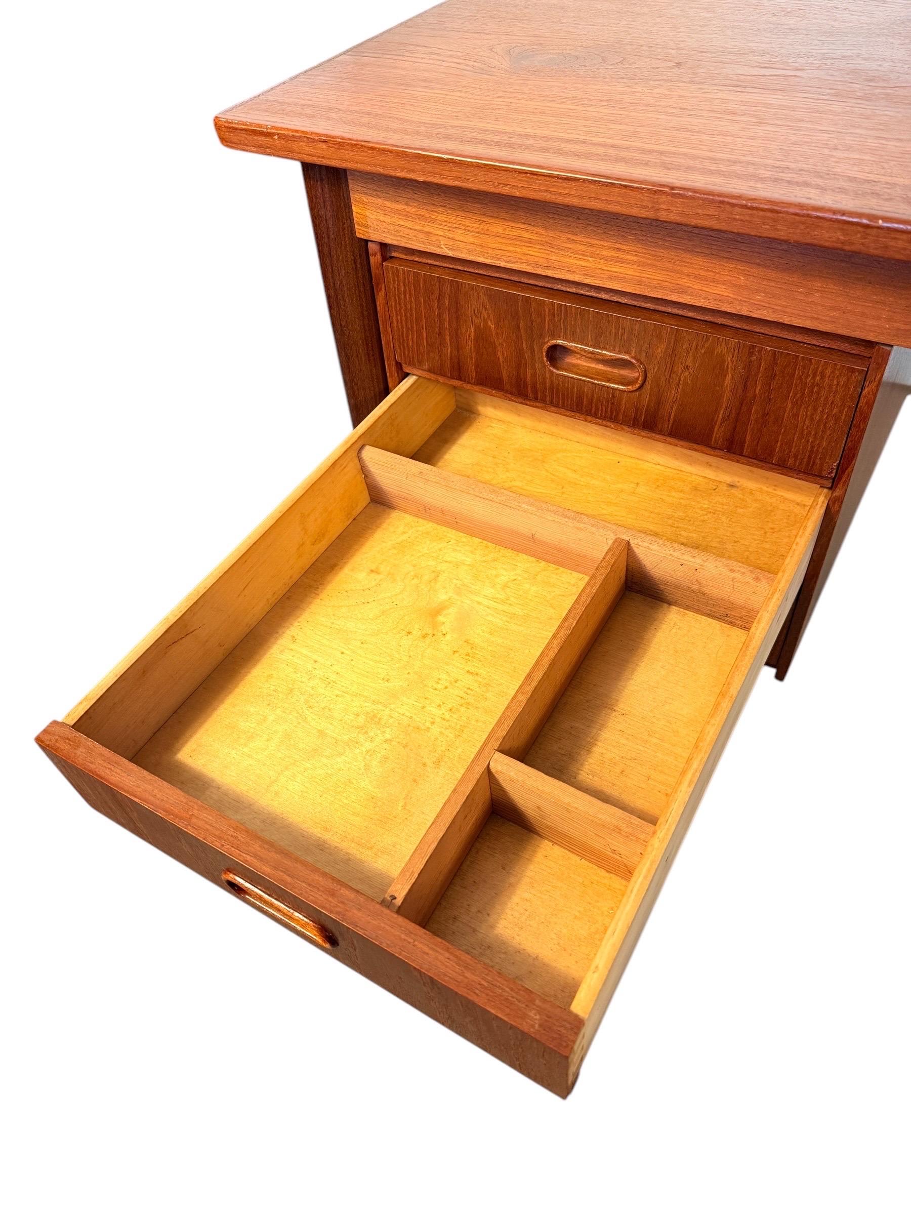 Danish Teak Writing Desk by Arne Vodder with Sliding Drawers 2