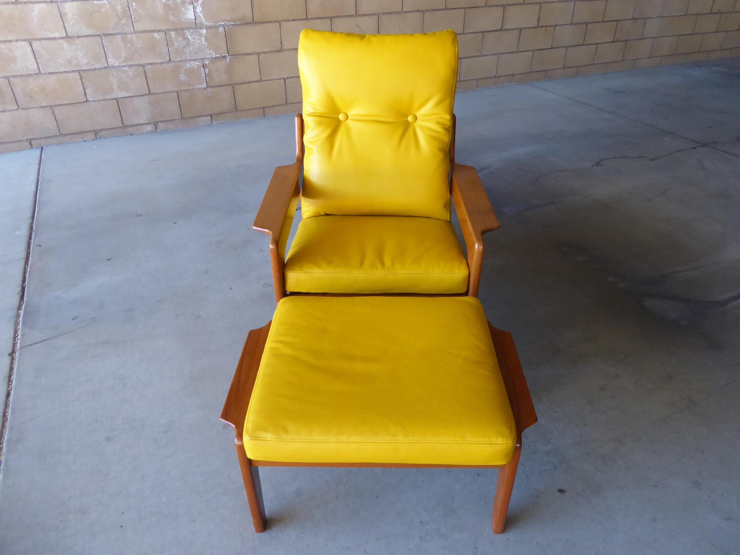 Scandinavian Modern Danish Teakwood Lounge Chair and Ottoman by Arne Wahl Iversen for Komfort