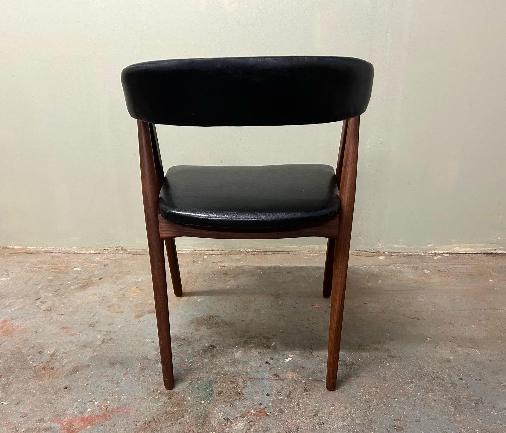 Danish Thomas Harlev for Farstrup Teak and Black Vinyl Dining Desk Chair 1950s For Sale 10