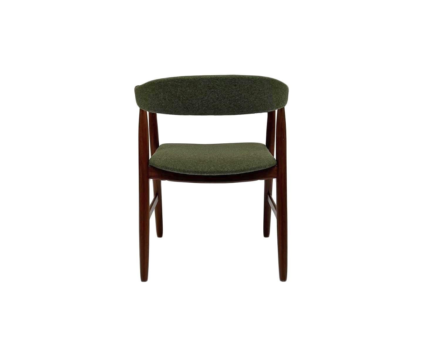 Danish Thomas Harlev Model 213 for Farstrup Teak and Green Wool Office Armchair 9