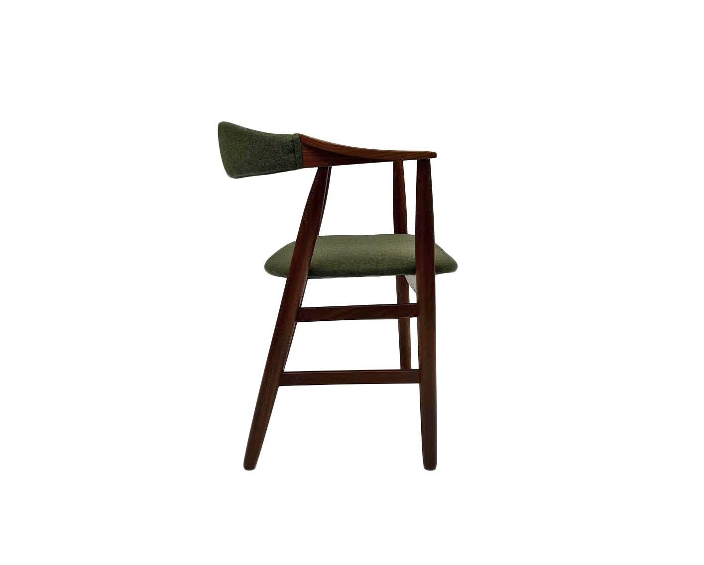 Danish Thomas Harlev Model 213 for Farstrup Teak and Green Wool Office Armchair 12