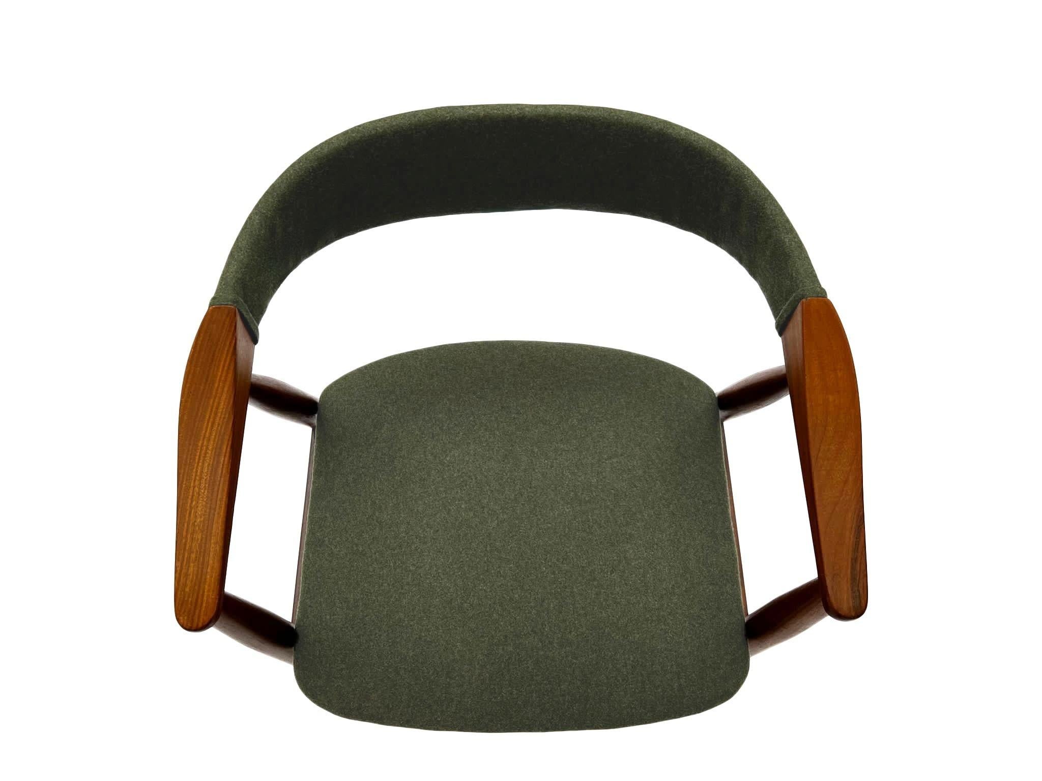 Mid-Century Modern Danish Thomas Harlev Model 213 for Farstrup Teak and Green Wool Office Armchair