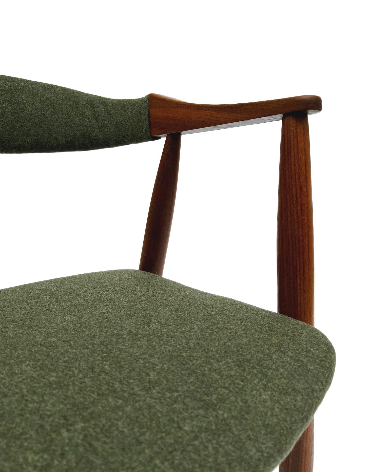 20th Century Danish Thomas Harlev Model 213 for Farstrup Teak and Green Wool Office Armchair