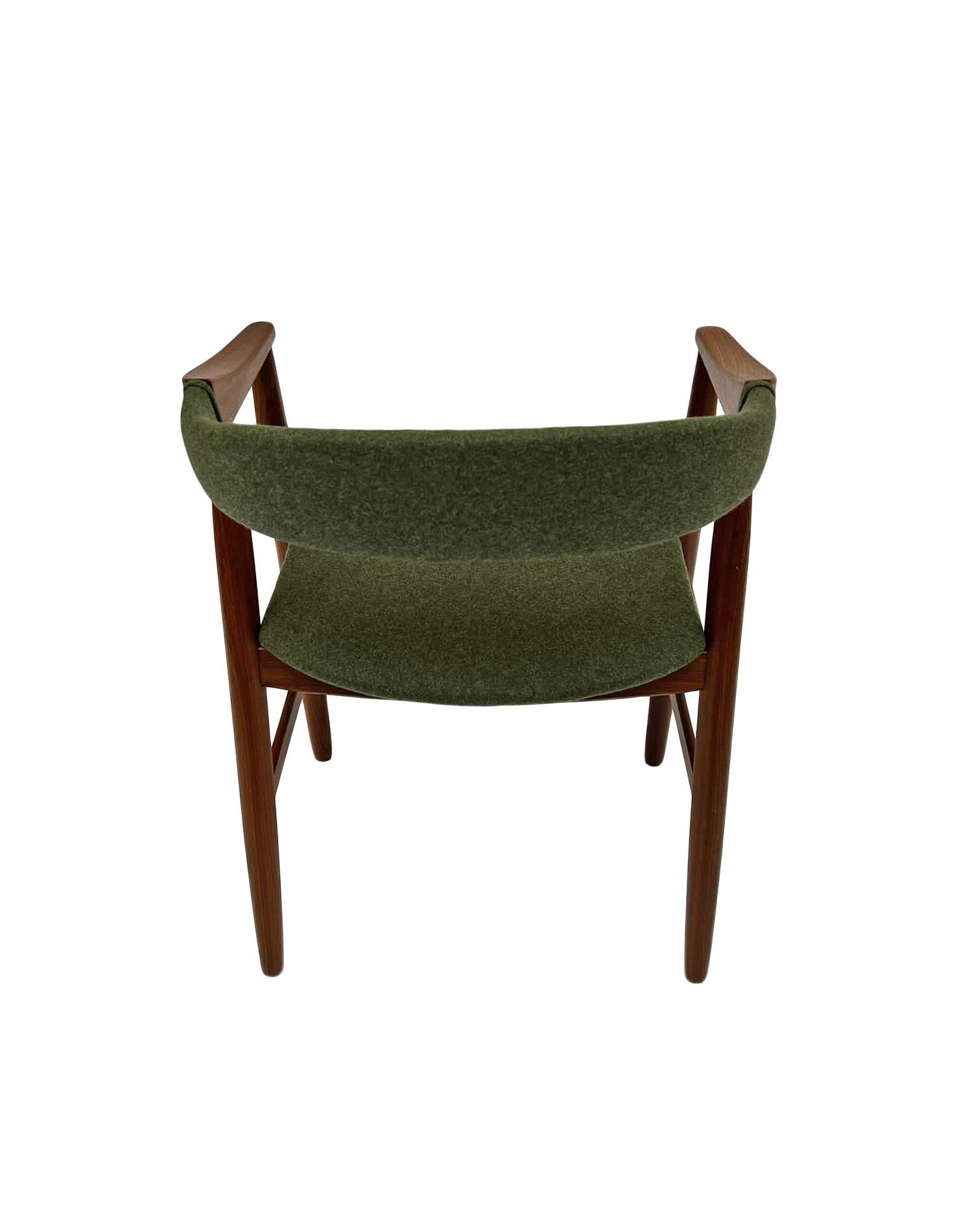 Danish Thomas Harlev Model 213 for Farstrup Teak and Green Wool Office Armchair 1