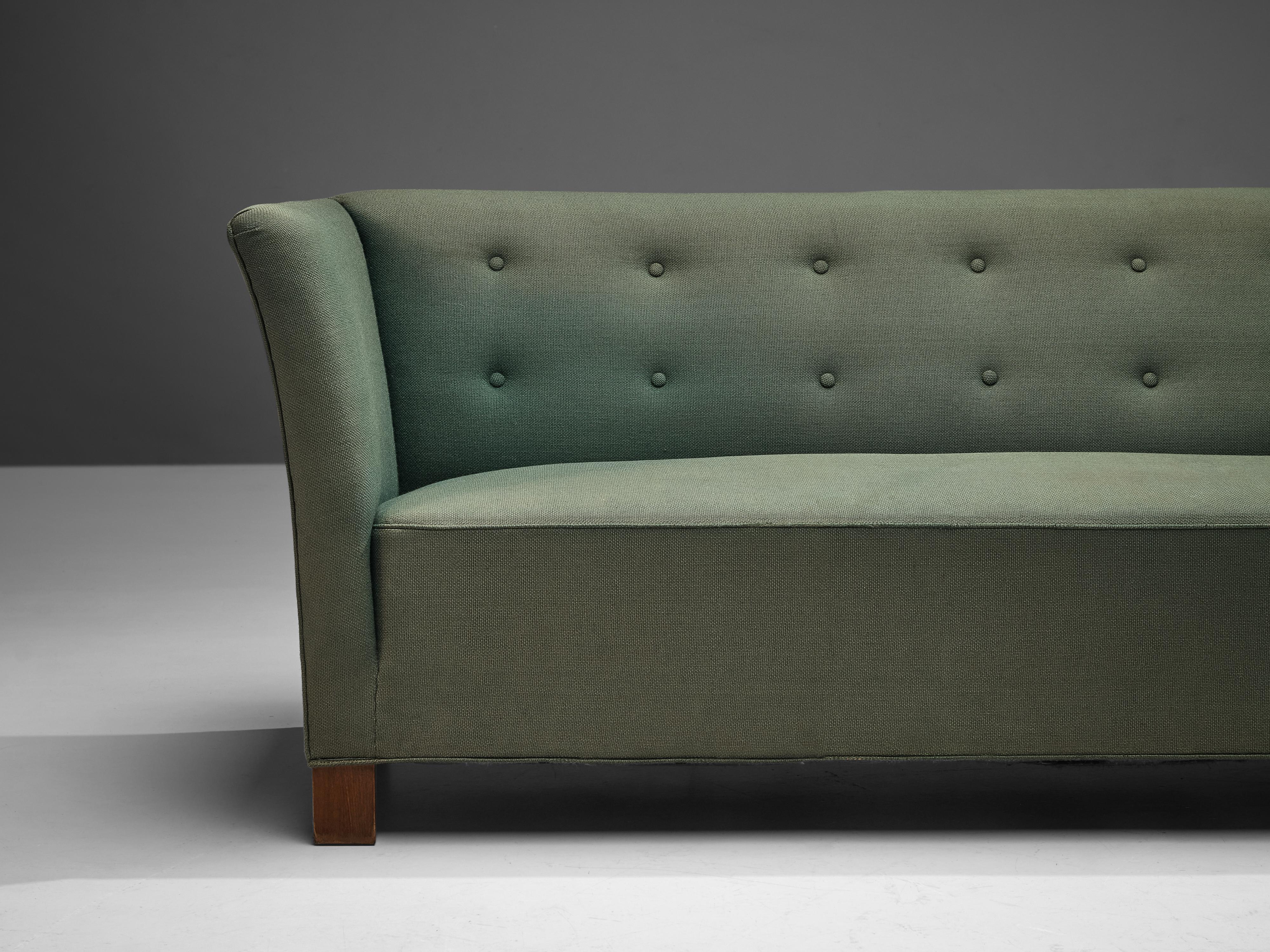 Scandinavian Modern Danish Three-Seat Sofa in Blue Green Upholstery