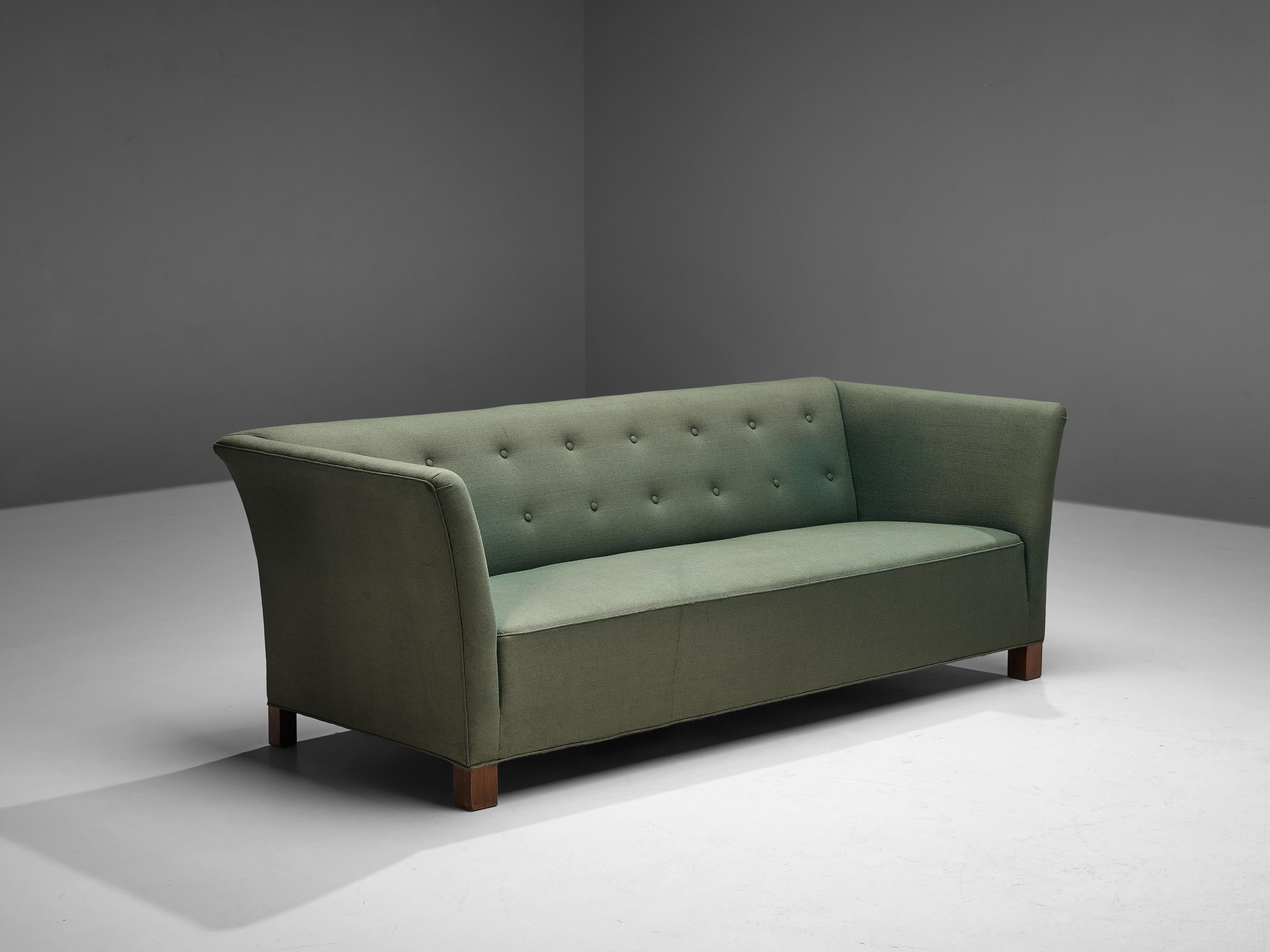 Danish Three-Seat Sofa in Blue Green Upholstery In Good Condition In Waalwijk, NL