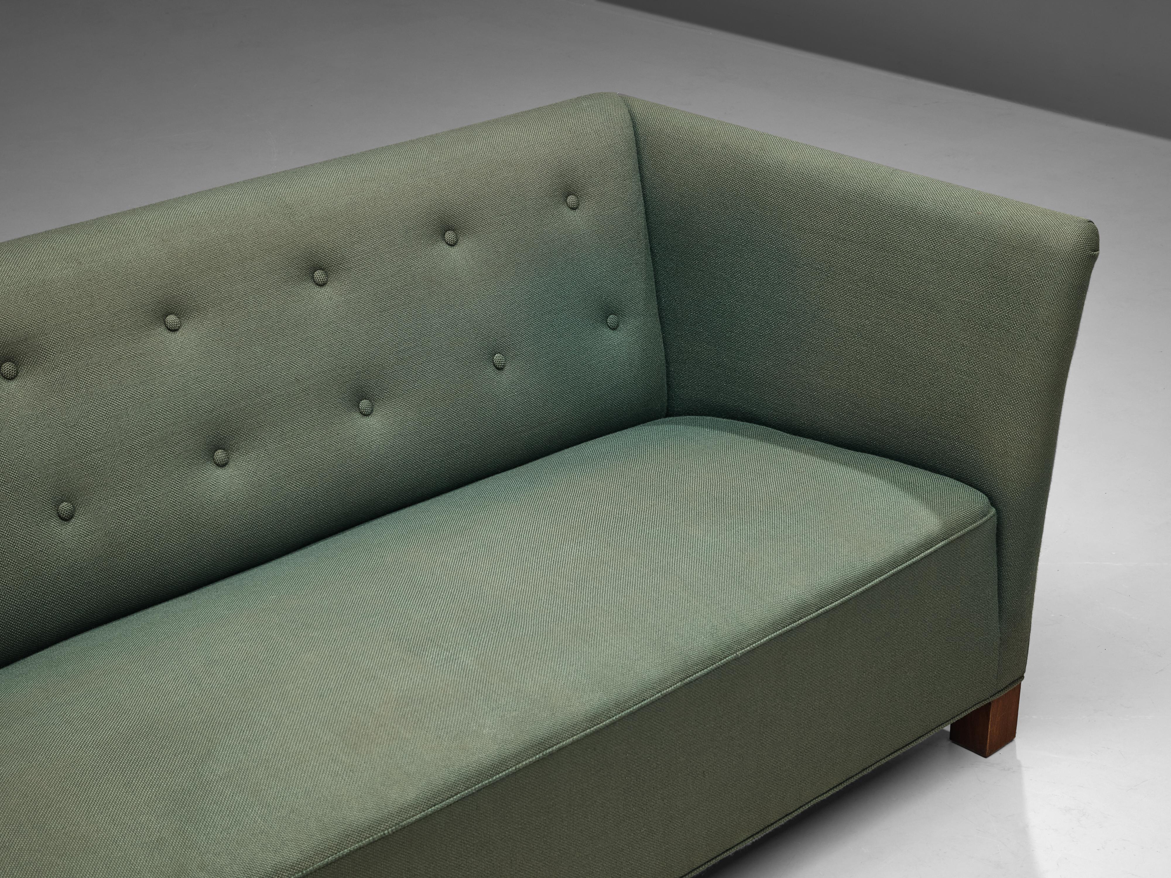 Mid-20th Century Danish Three-Seat Sofa in Blue Green Upholstery