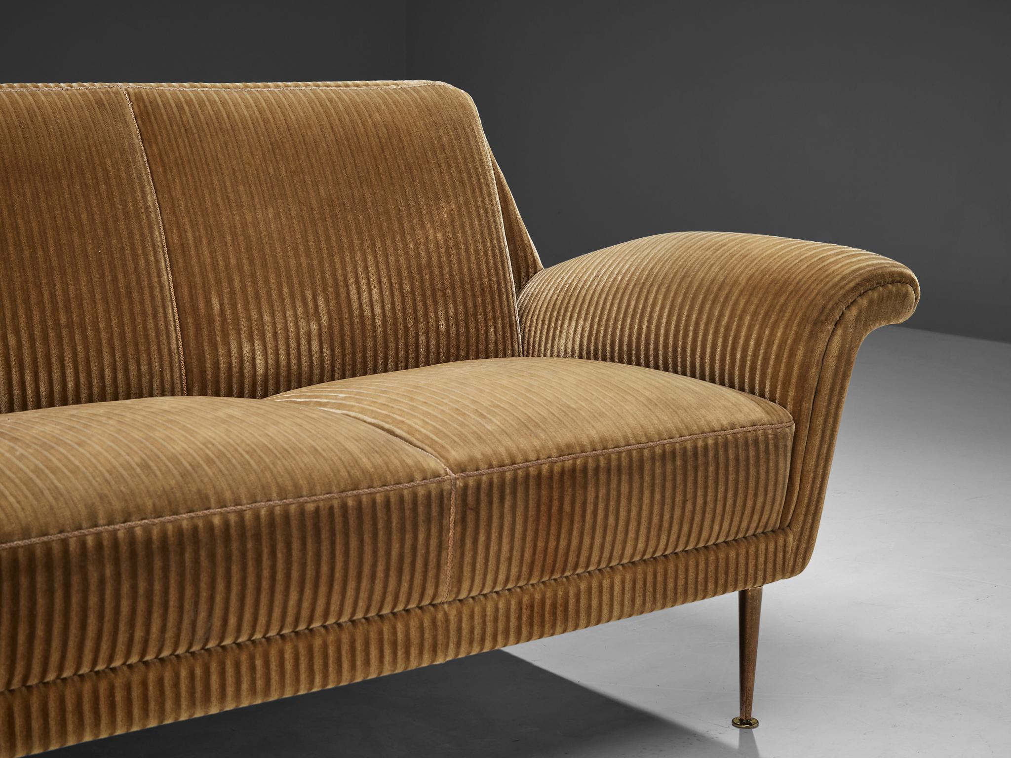 Scandinavian Modern Danish Three Seat Sofa in Corduroy Upholstery