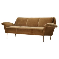 Danish Three Seat Sofa in Corduroy Upholstery