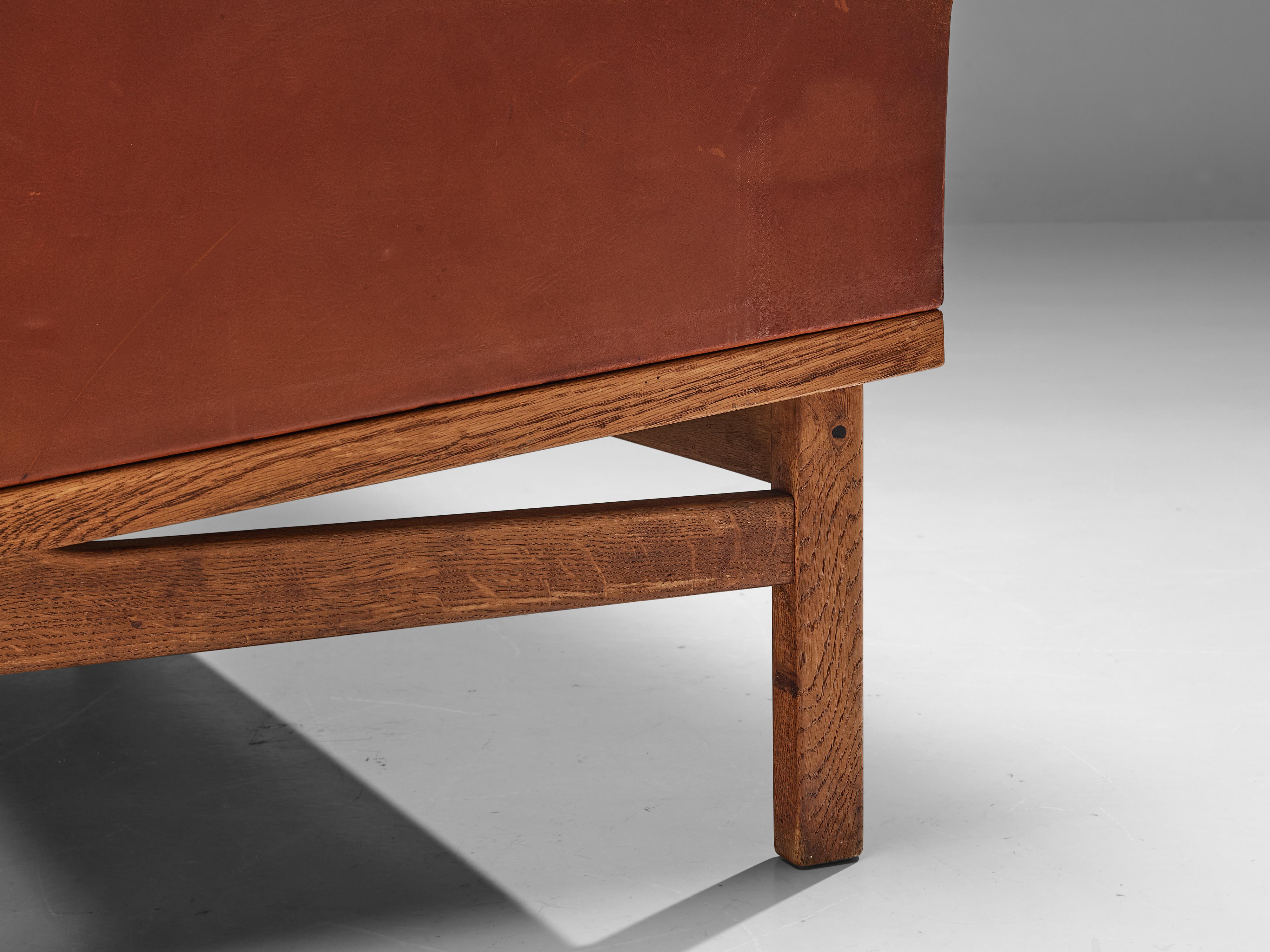 Dänisches Dreisitzer-Sofa aus rotbraunem Leder im Angebot 6