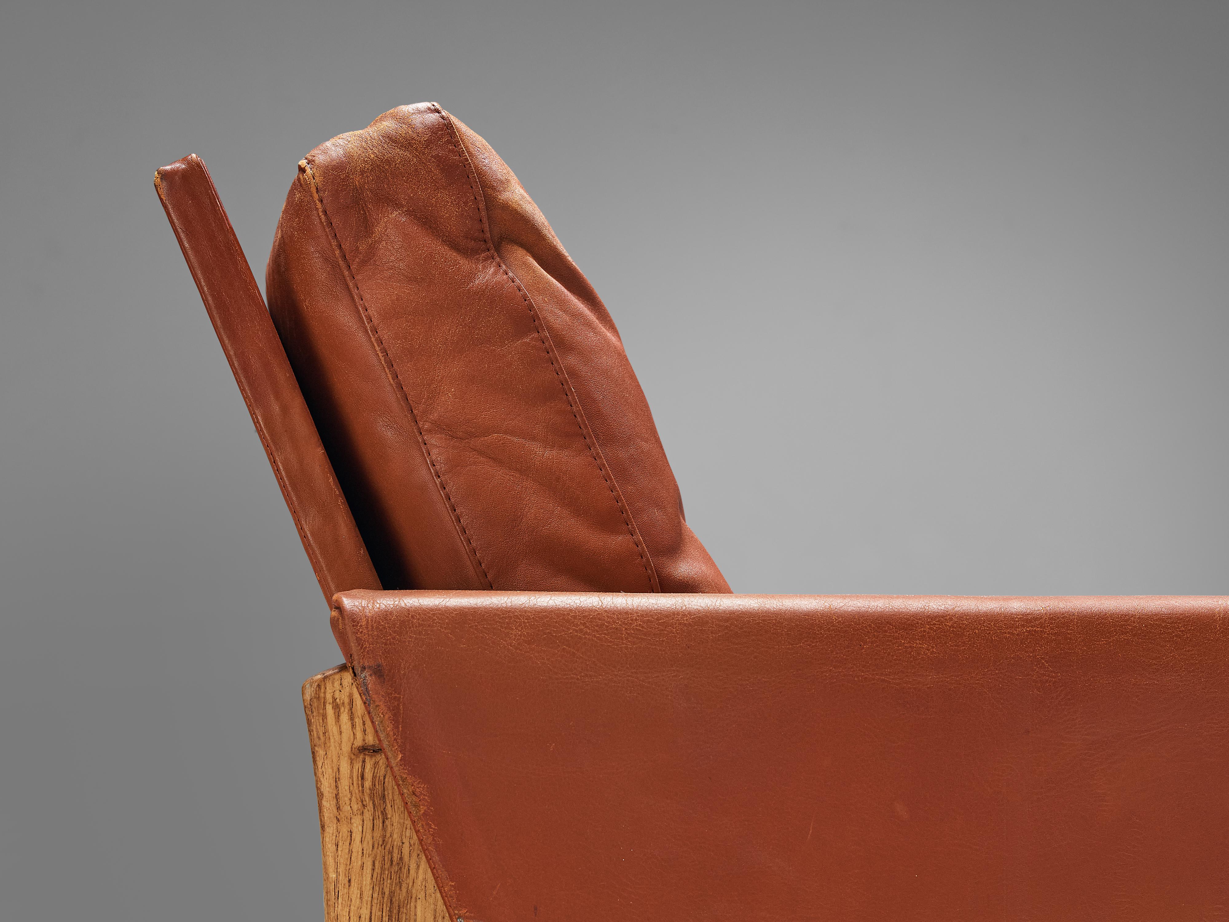 Dänisches Dreisitzer-Sofa aus rotbraunem Leder im Angebot 4