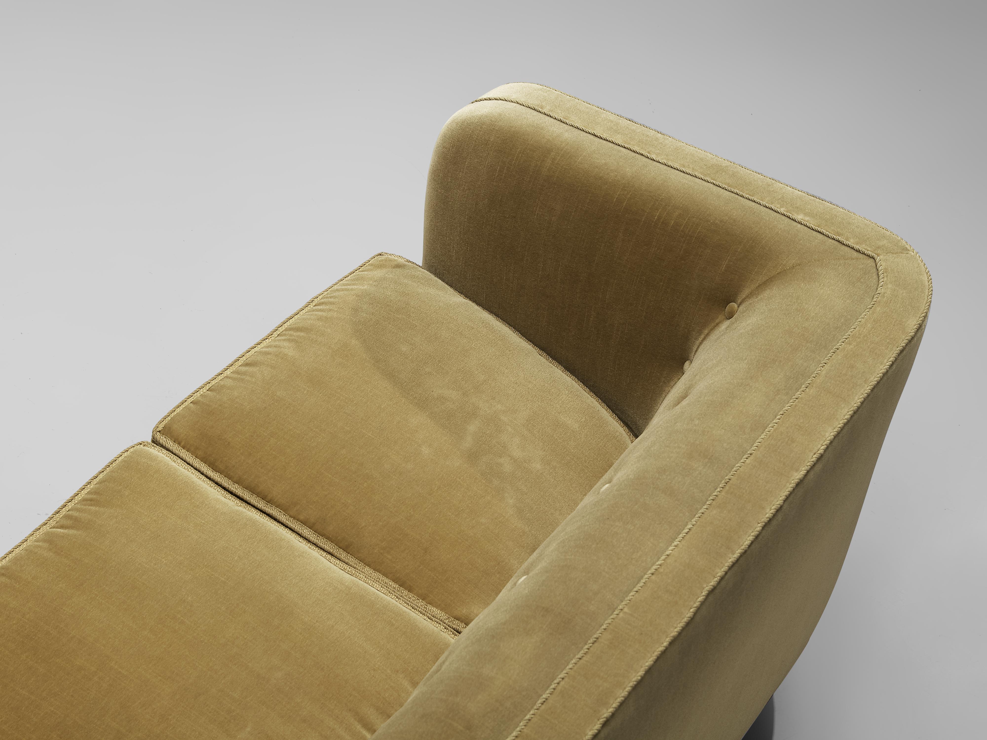 Danish Three-Seat Sofa in Yellow Velvet 3