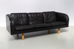 Divano danese a tre posti in pelle di Jørgen Gammelgaard, anni Settanta.