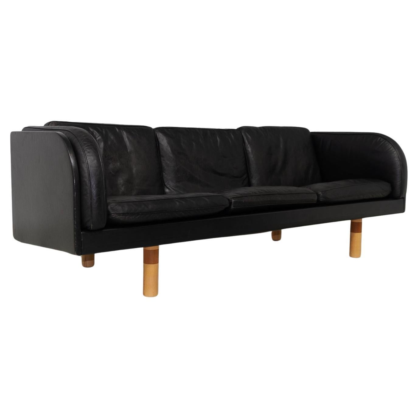 Danish Three-seater Leather Sofa by Jørgen Gammelgaard, 1970s.