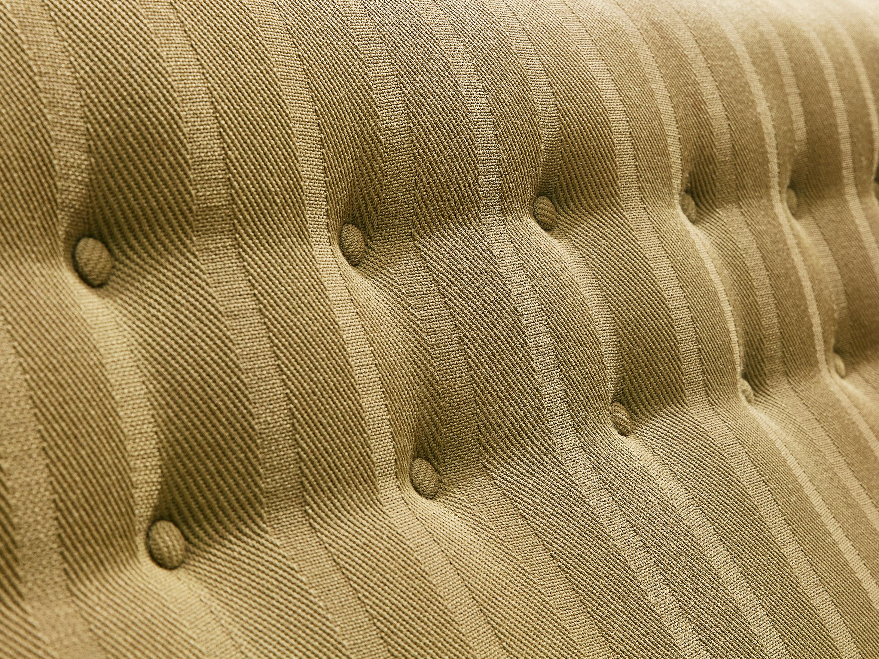 Danish Three Seater Sofa in Green Striped Upholstery 4
