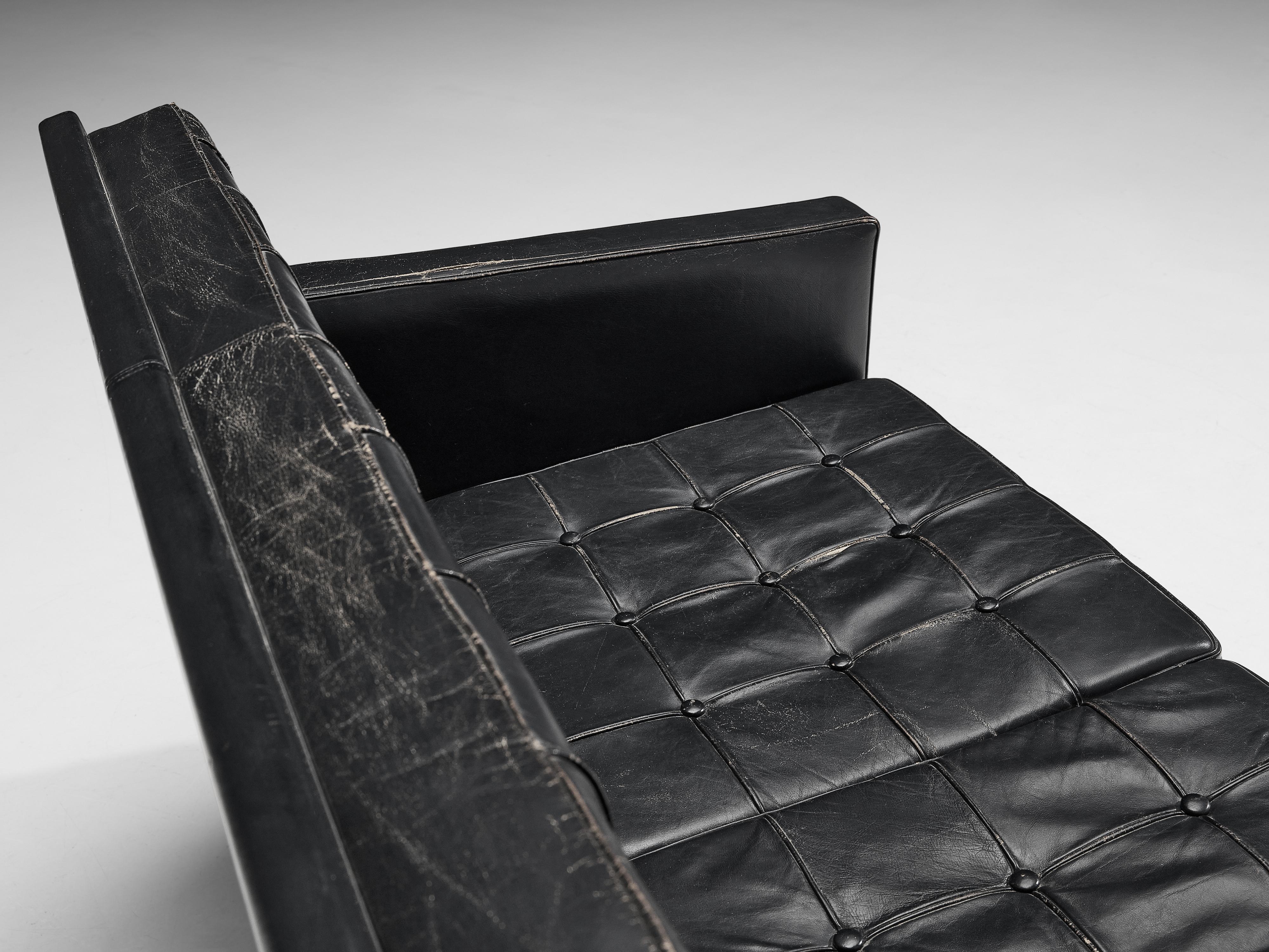 Mid-20th Century Karl Erik Ekselius Sofa in Teak and Black Leather For Sale