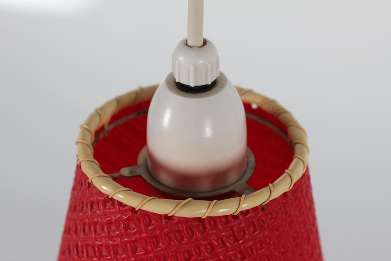 Danish Three Shade Pendant Mounted on Teak Frame Lightning Design, 1960s For Sale at 1stDibs