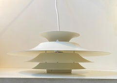 Danish Tiered White Hanging Lamp by Frandsen's Belysning, 1970s