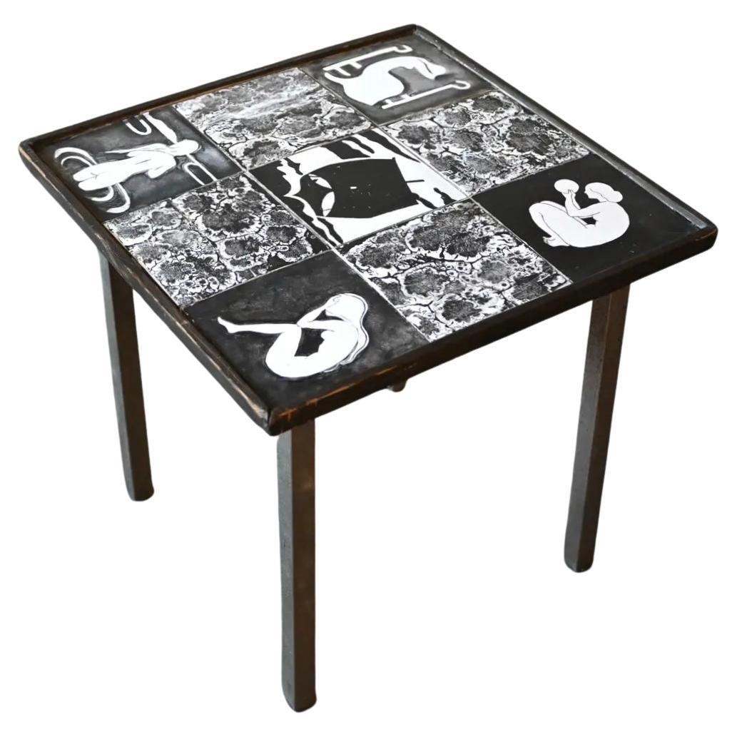 Danish Tile Art Side Table