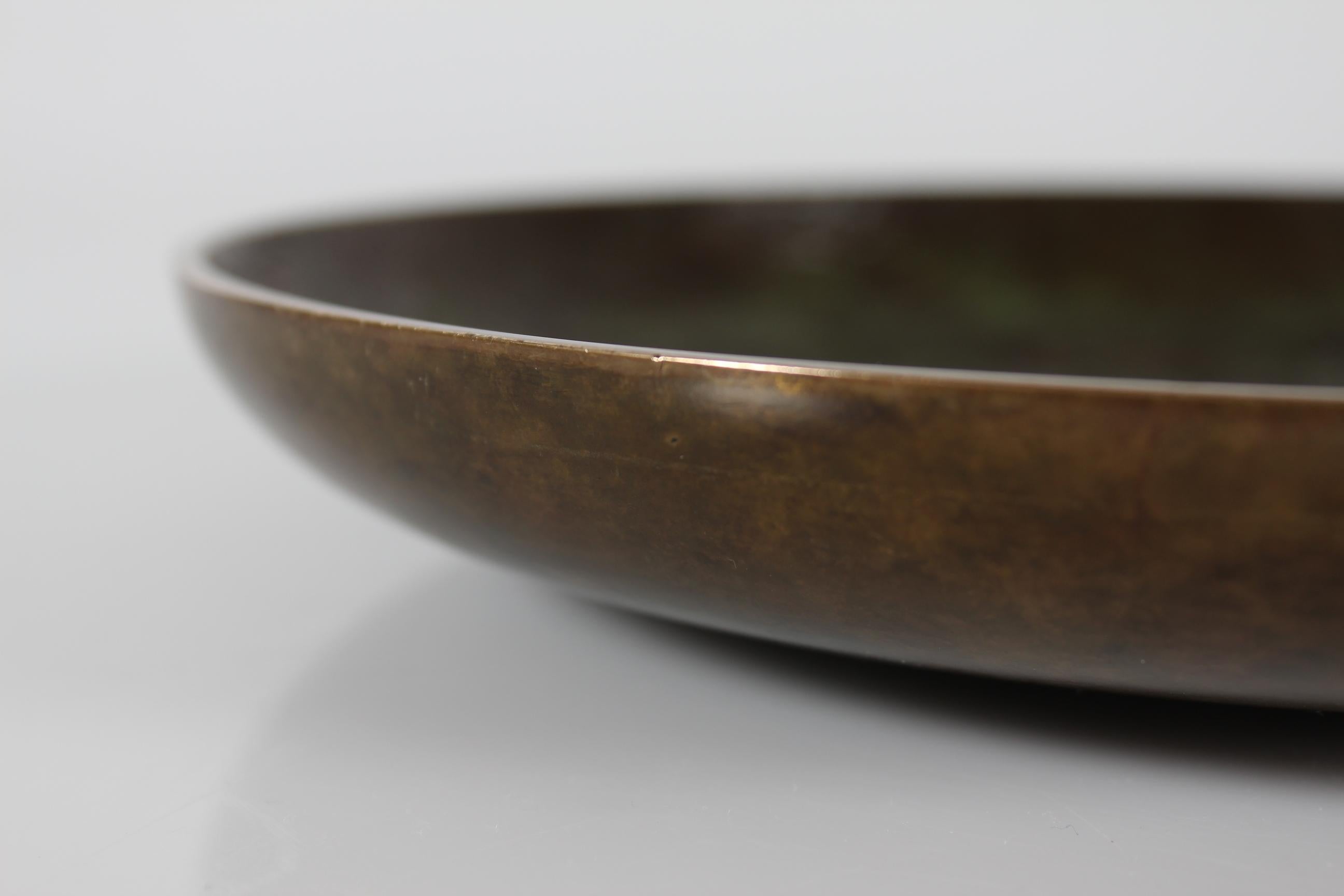 Patinated Danish Tinos Art Deco Bronze Dish with Relief - H. C. Andersen  Denmark 1940-50 For Sale